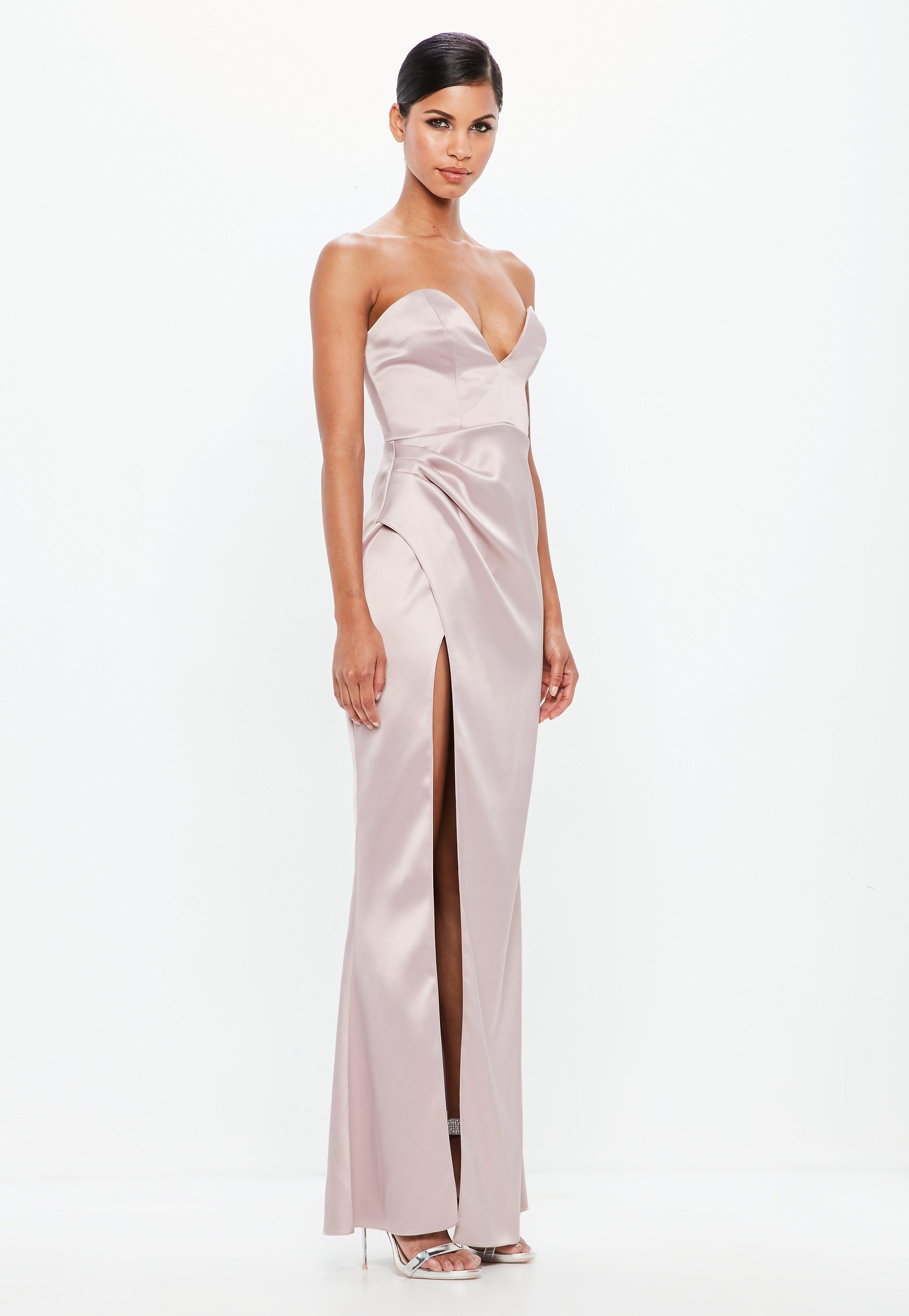 mauve satin maxi dress