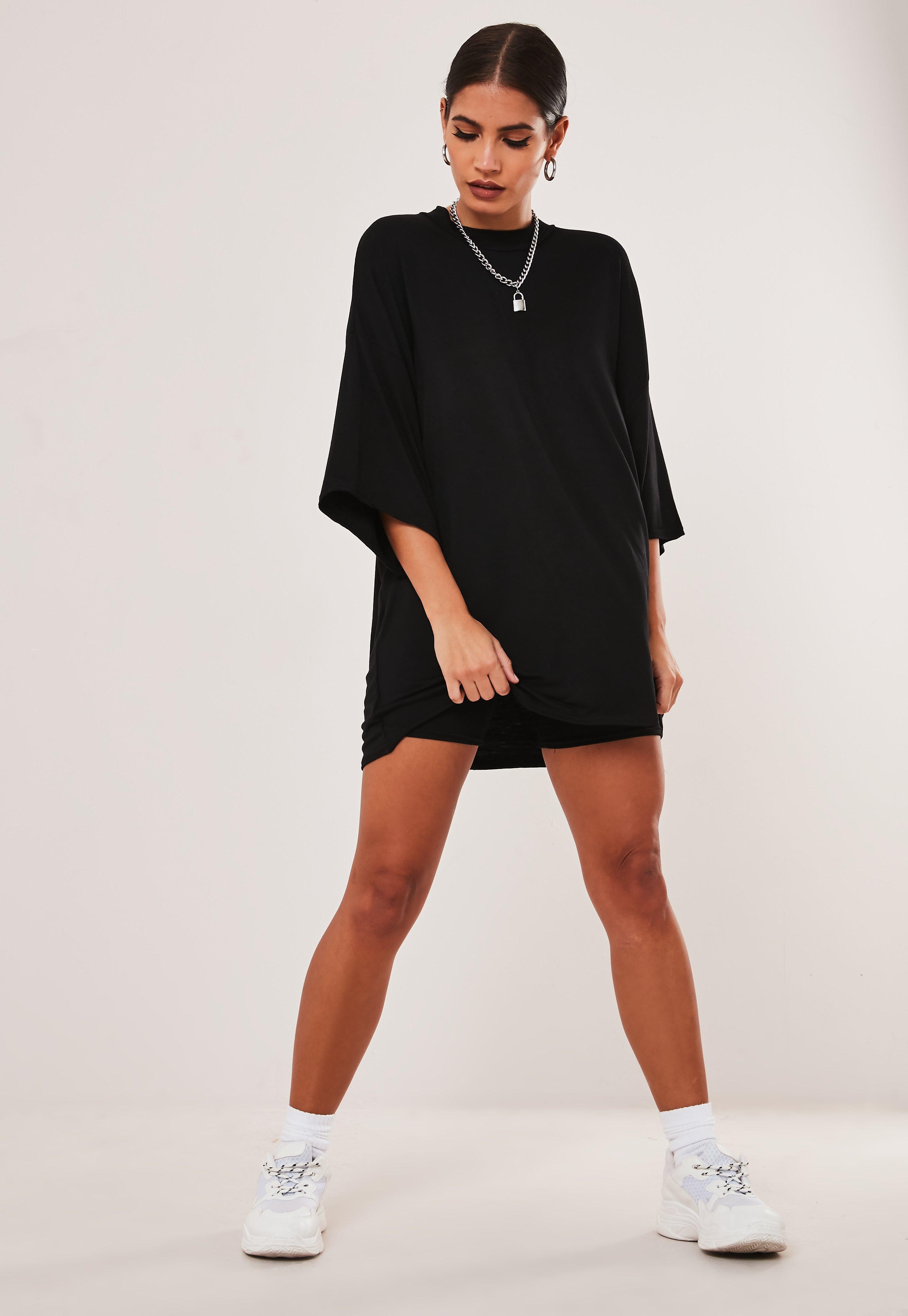 black oversized t shirt and cycling shorts co ord set