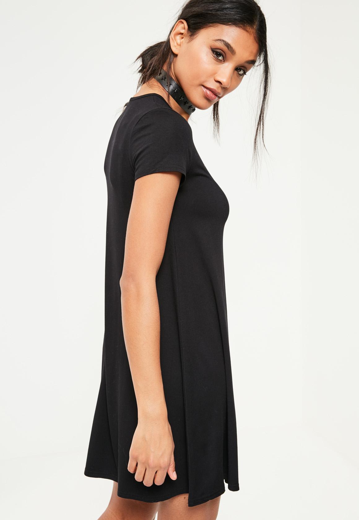 black swing dress with sleeves