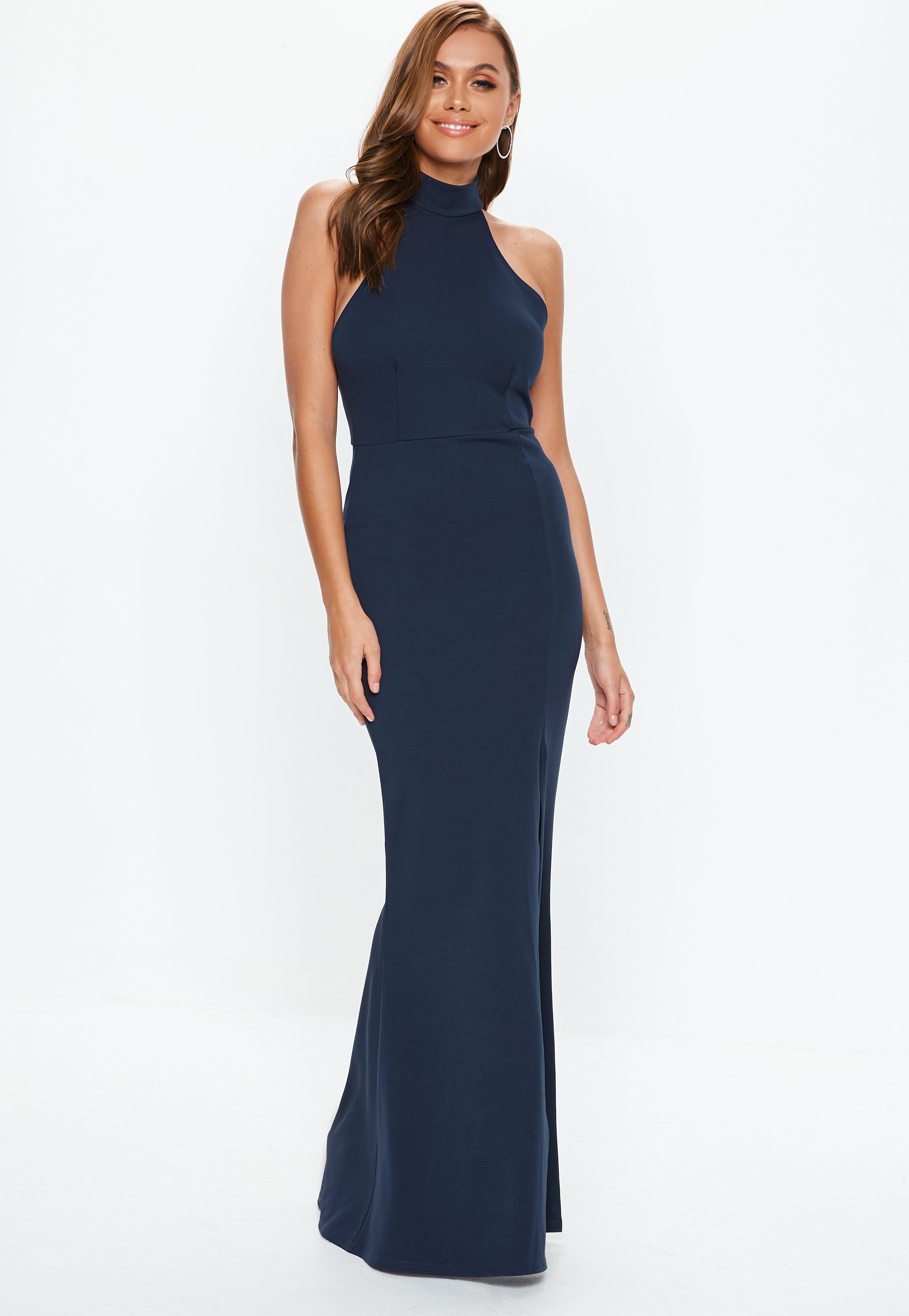 missguided navy maxi dress