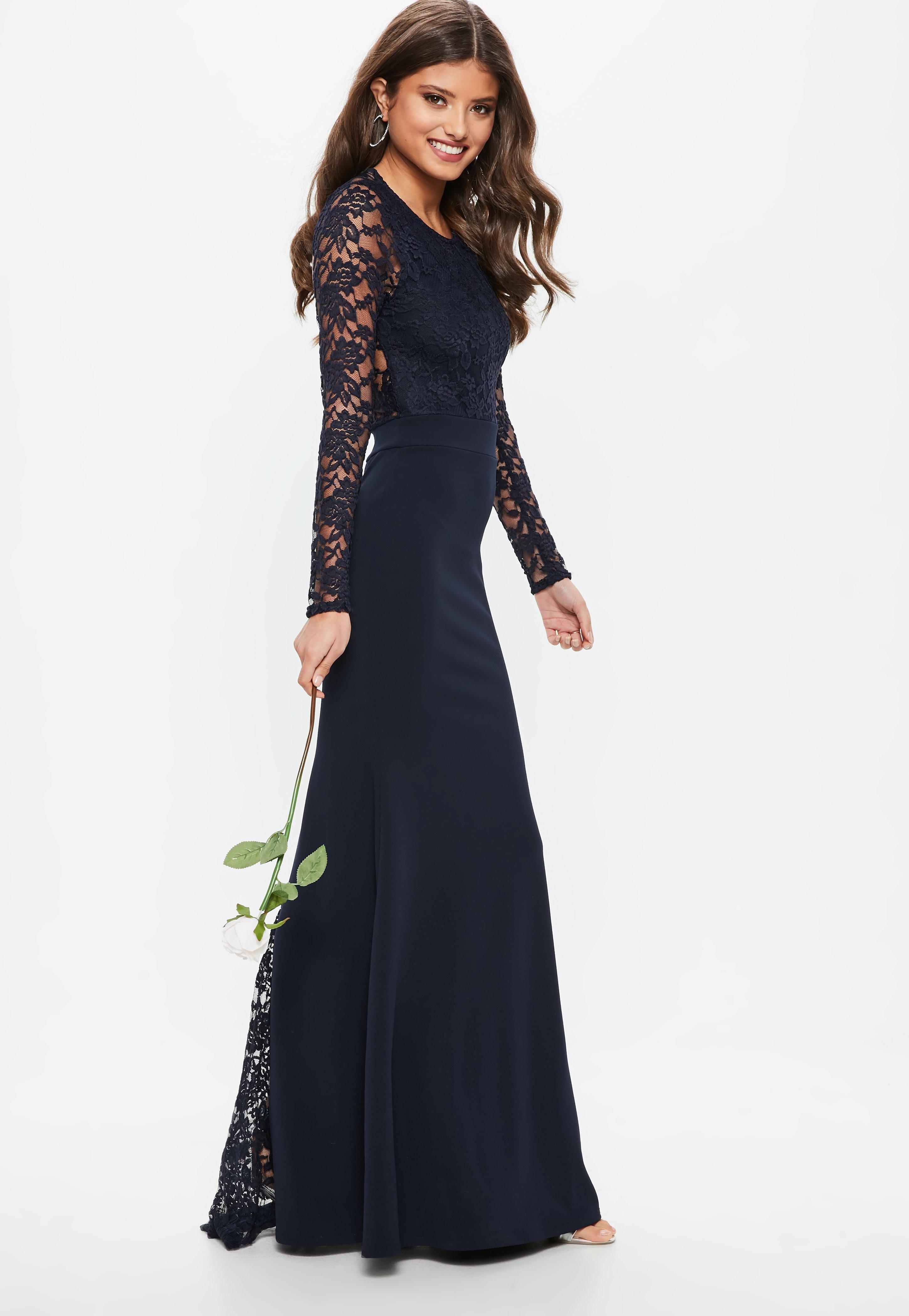 missguided navy fishtail dress