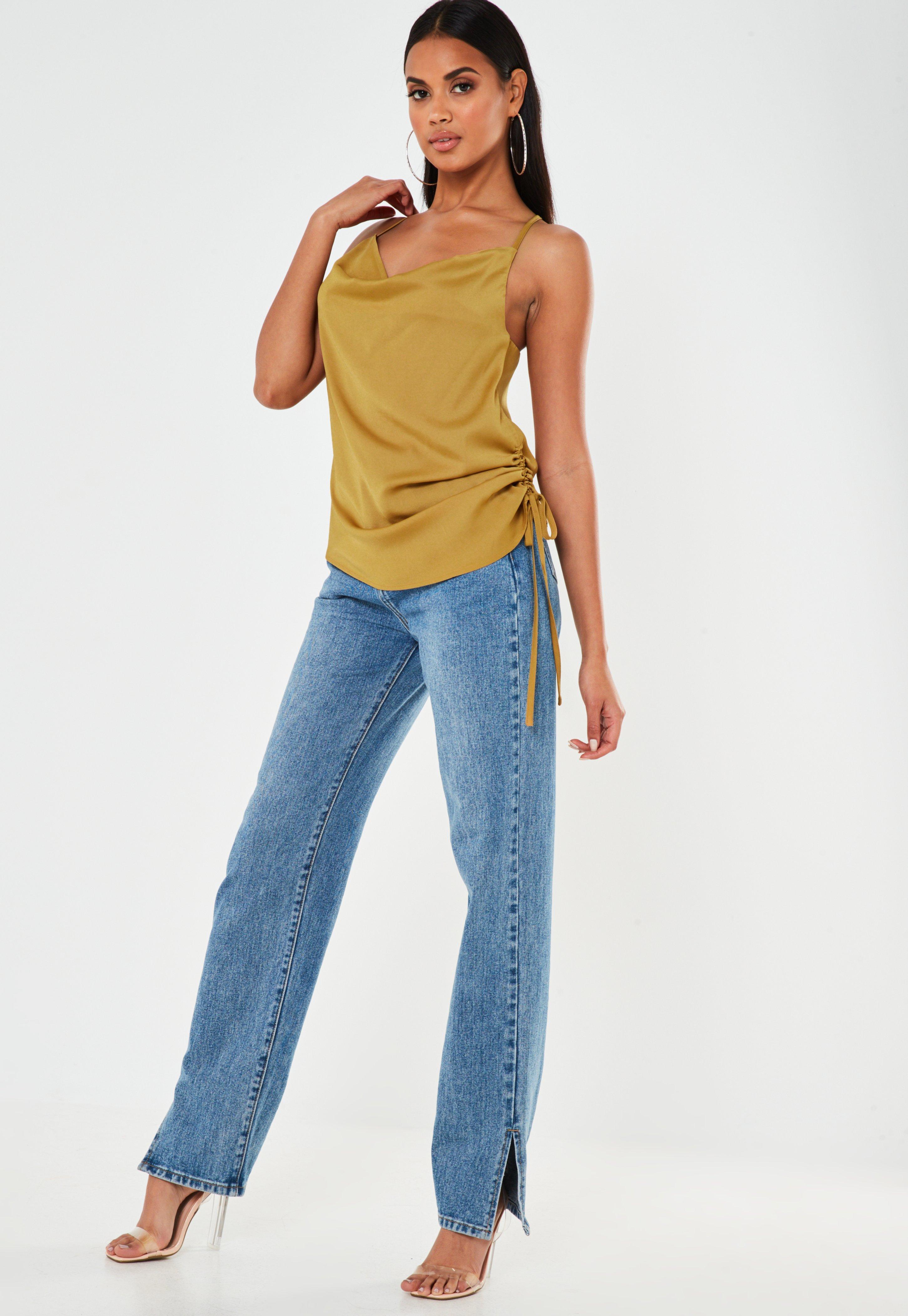 missguided cowl neck ruched side mini