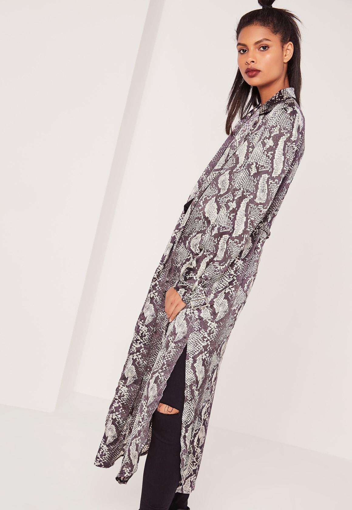 snake print duster jacket
