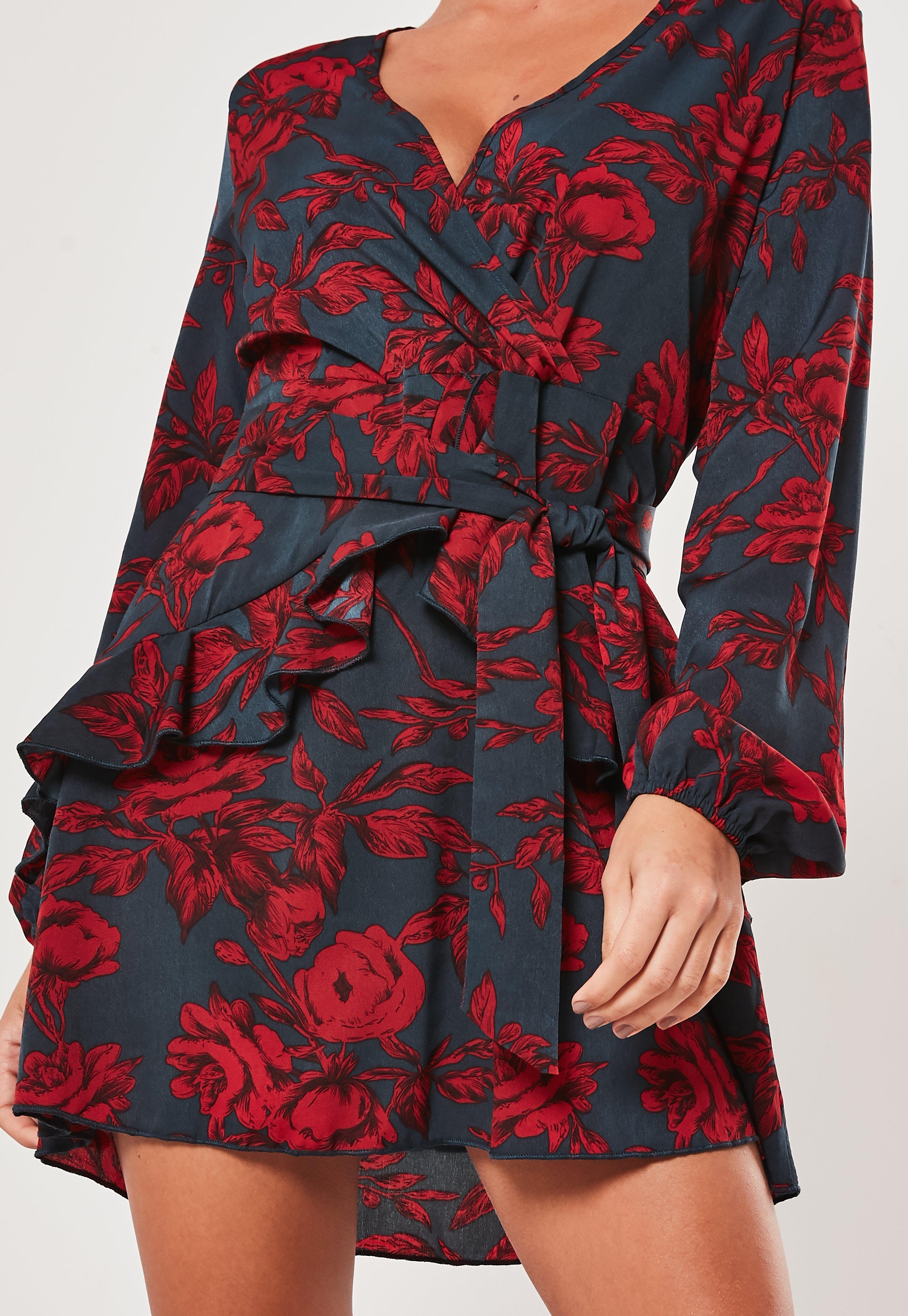 missguided red frill dress