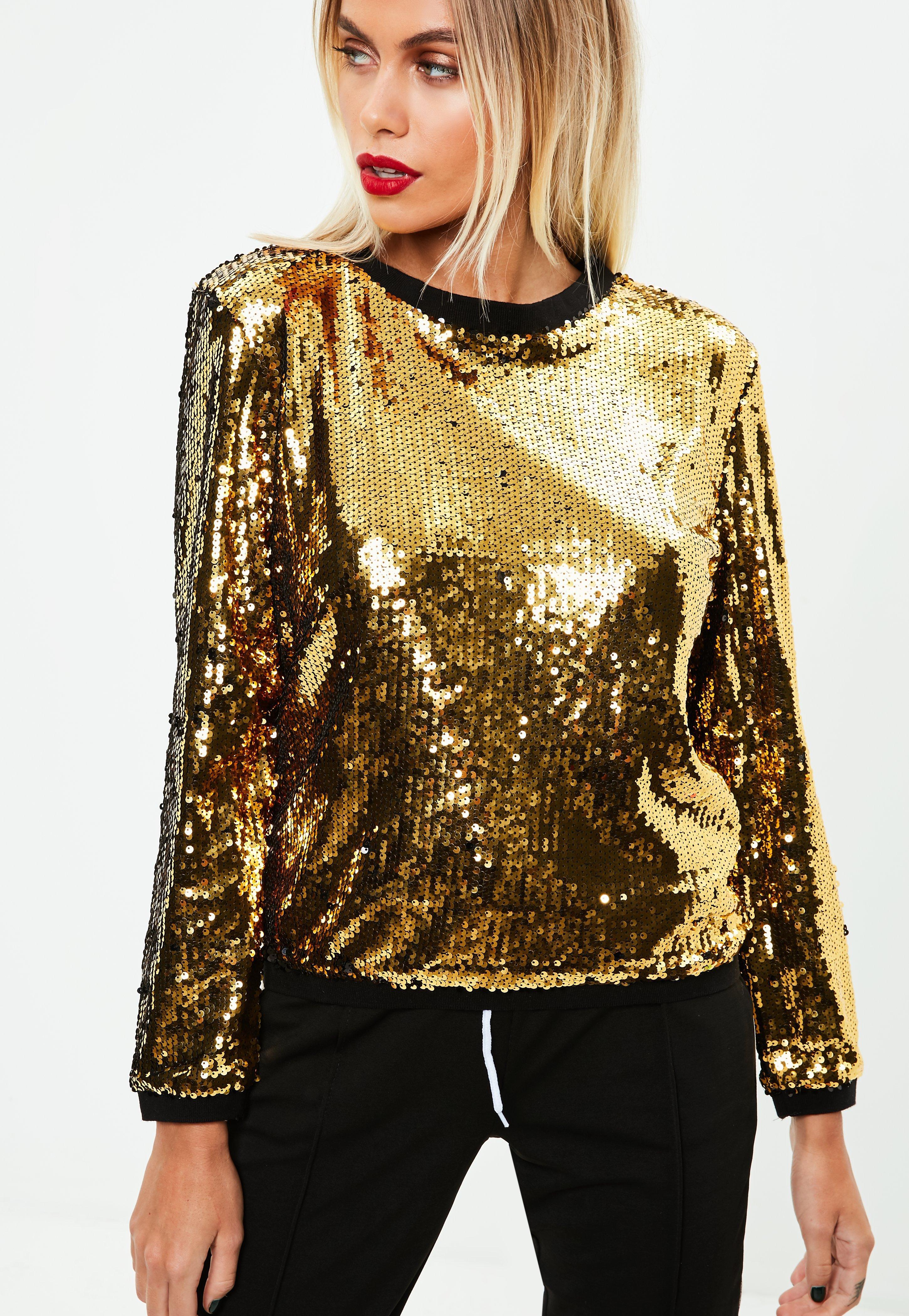 Missguided Synthetic Gold Slay Sequin Top in Metallic - Lyst
