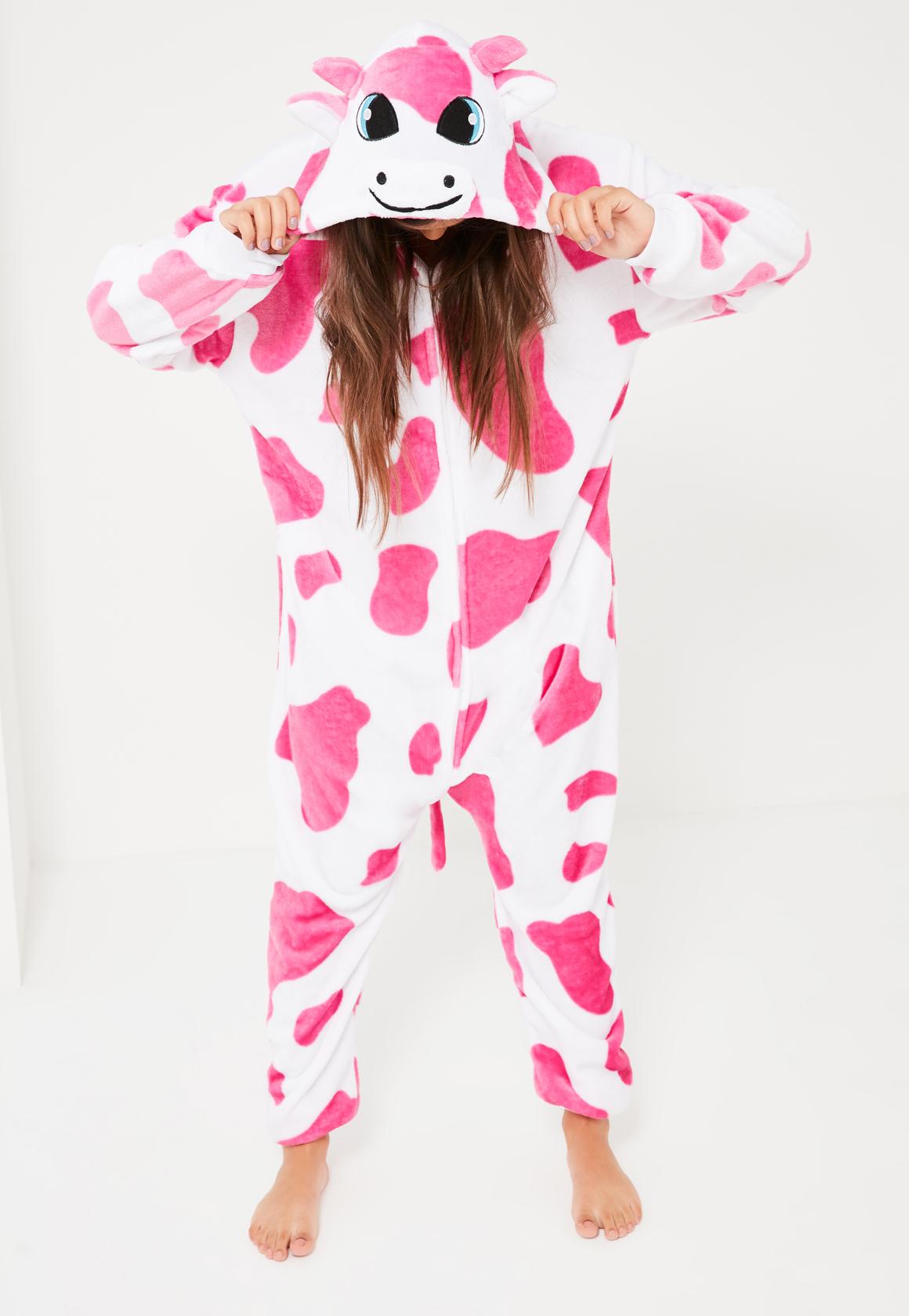 Missguided Pink Cow Onesie - Lyst