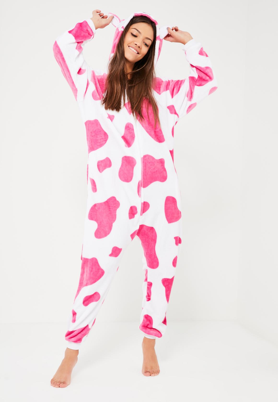 Missguided Pink Cow Onesie - Lyst