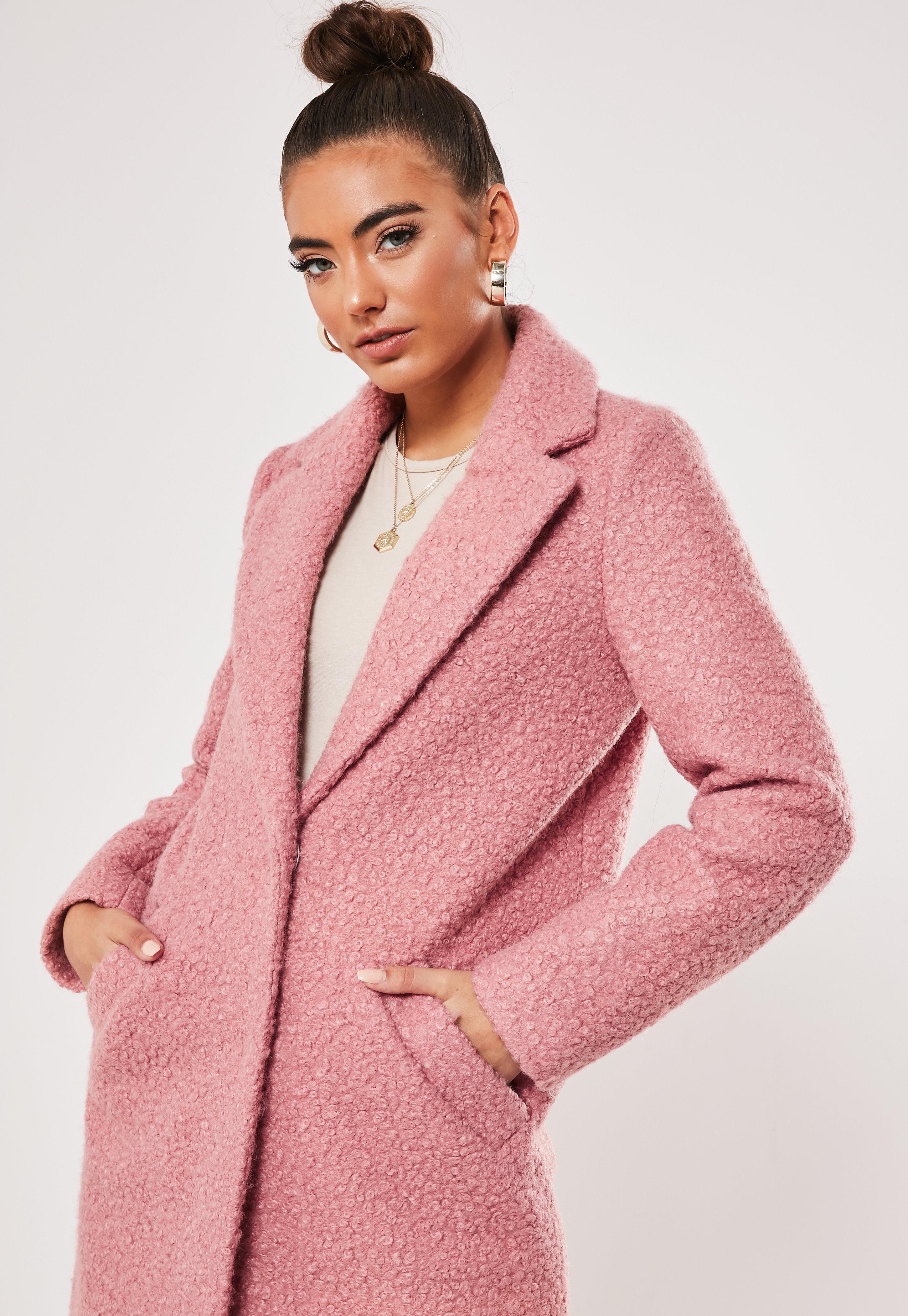 pink boucle coat