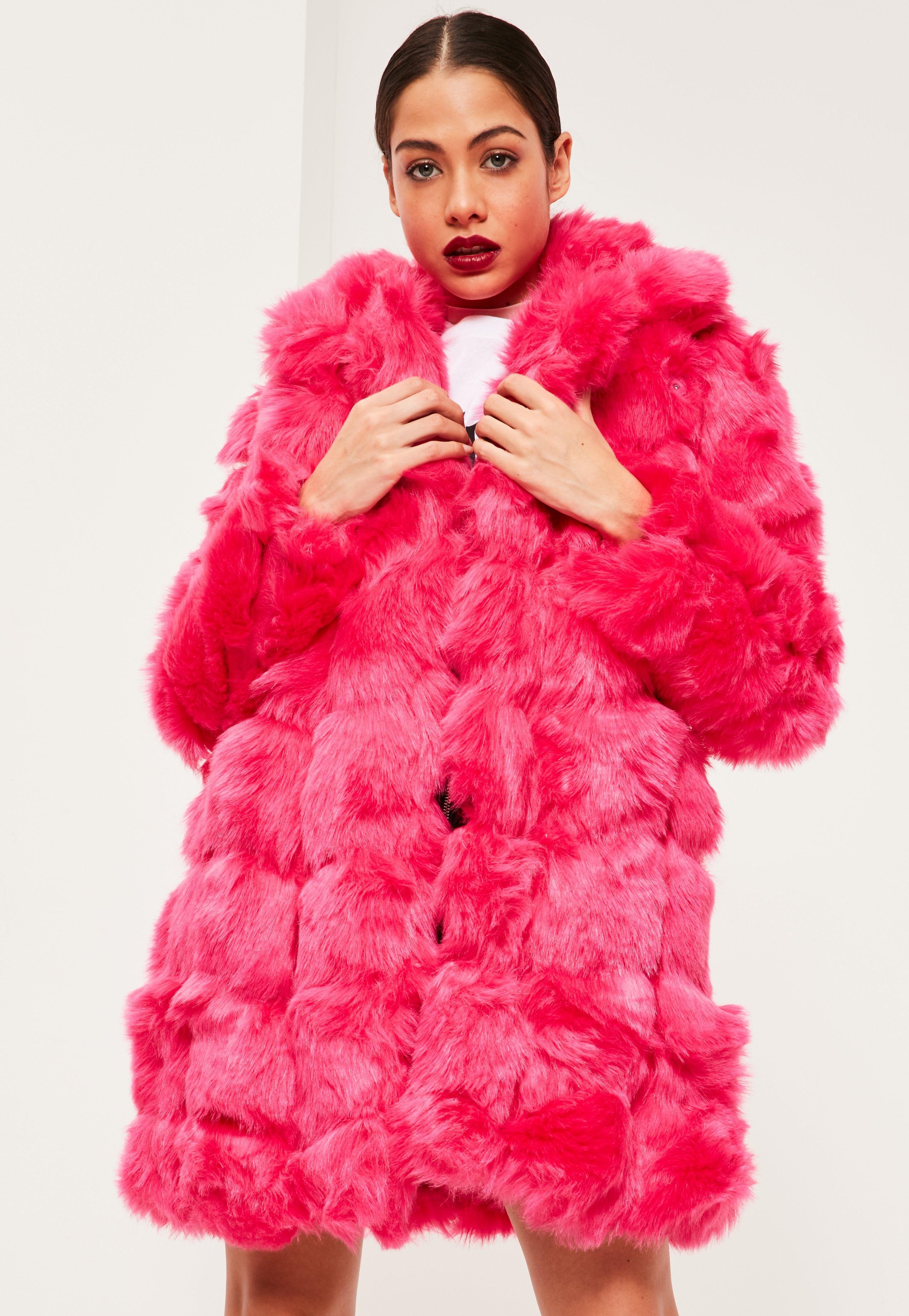 pink bubble fur coat