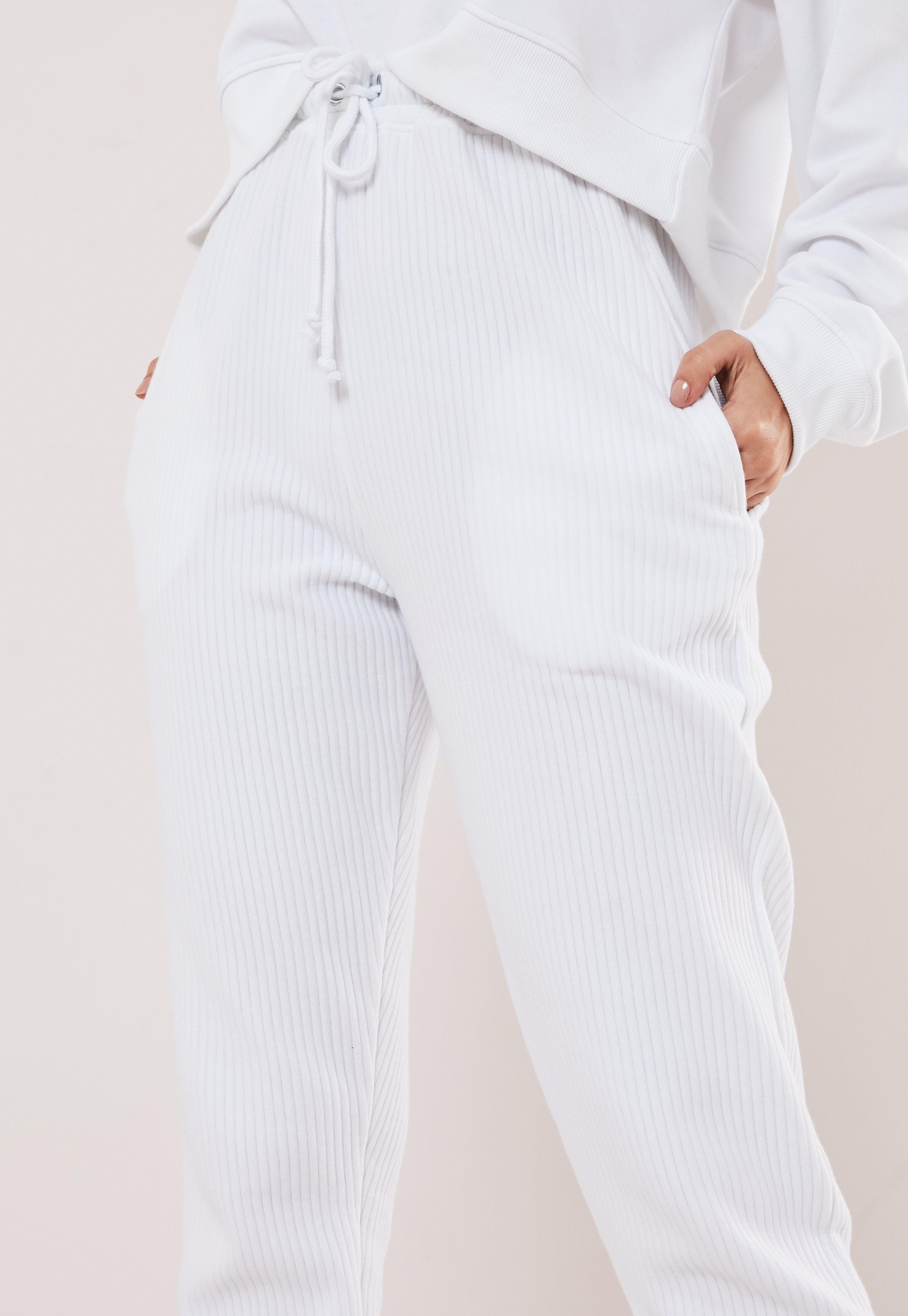 White ribbed joggers Clearance