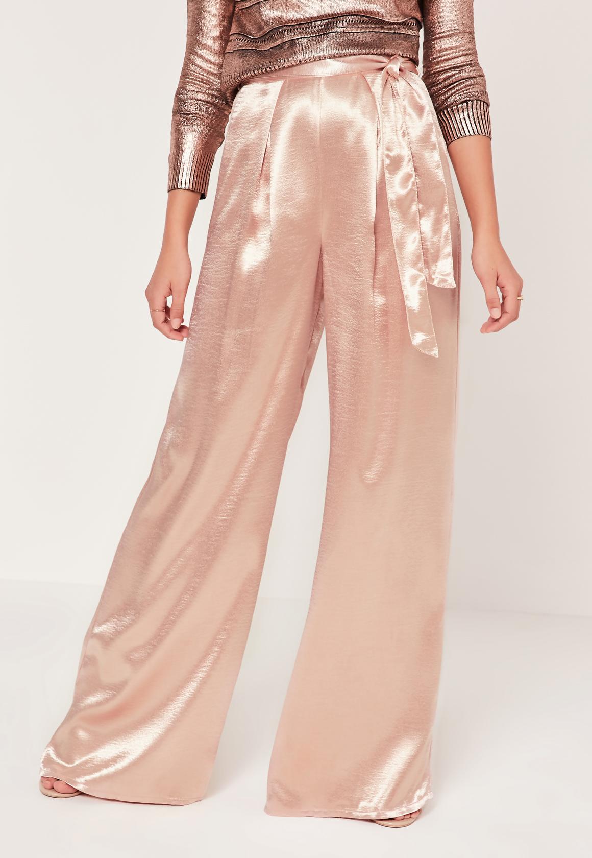 pink satin trousers