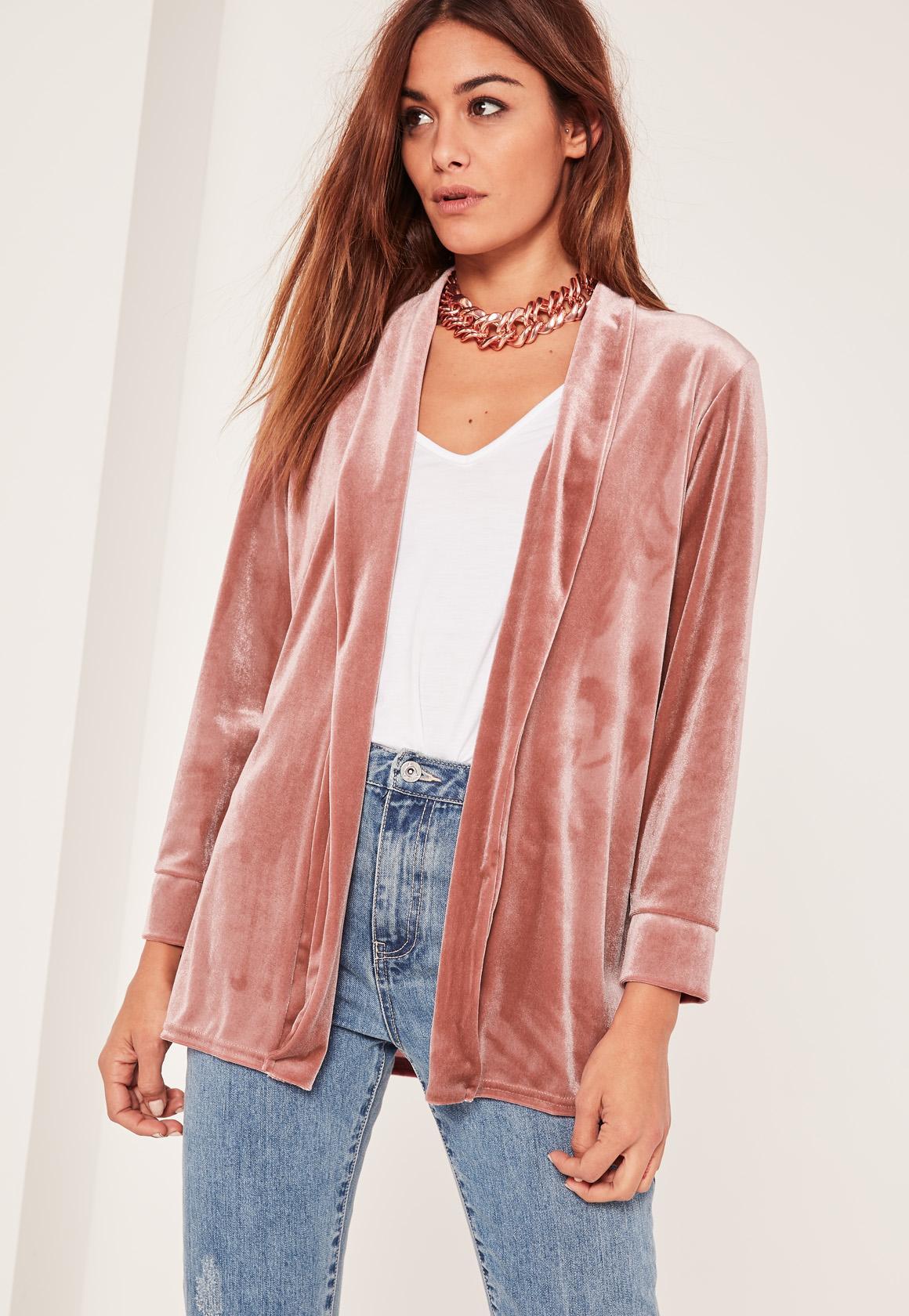 Missguided Pink Slouchy Velvet Blazer Lyst