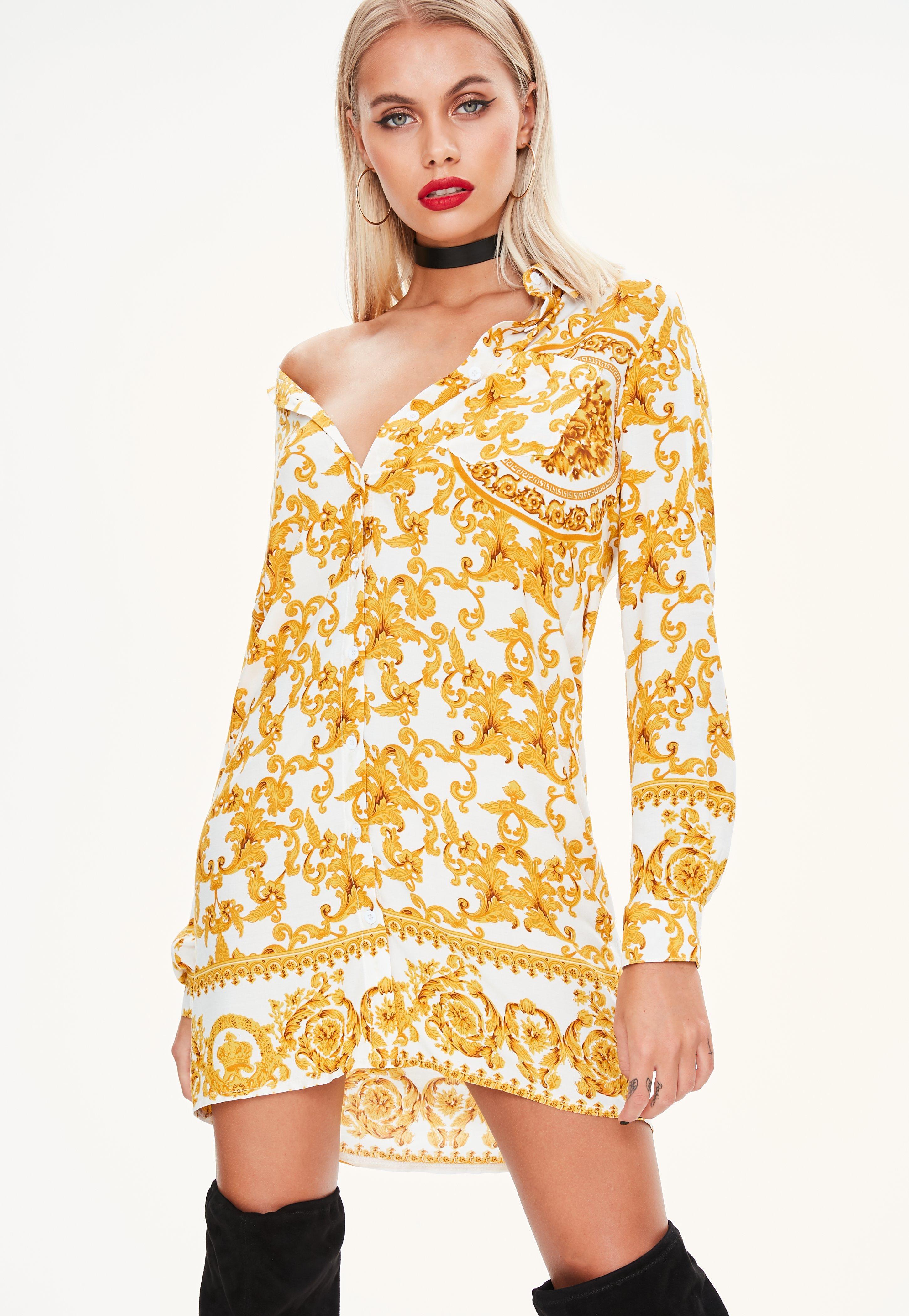 versace print shirt dress