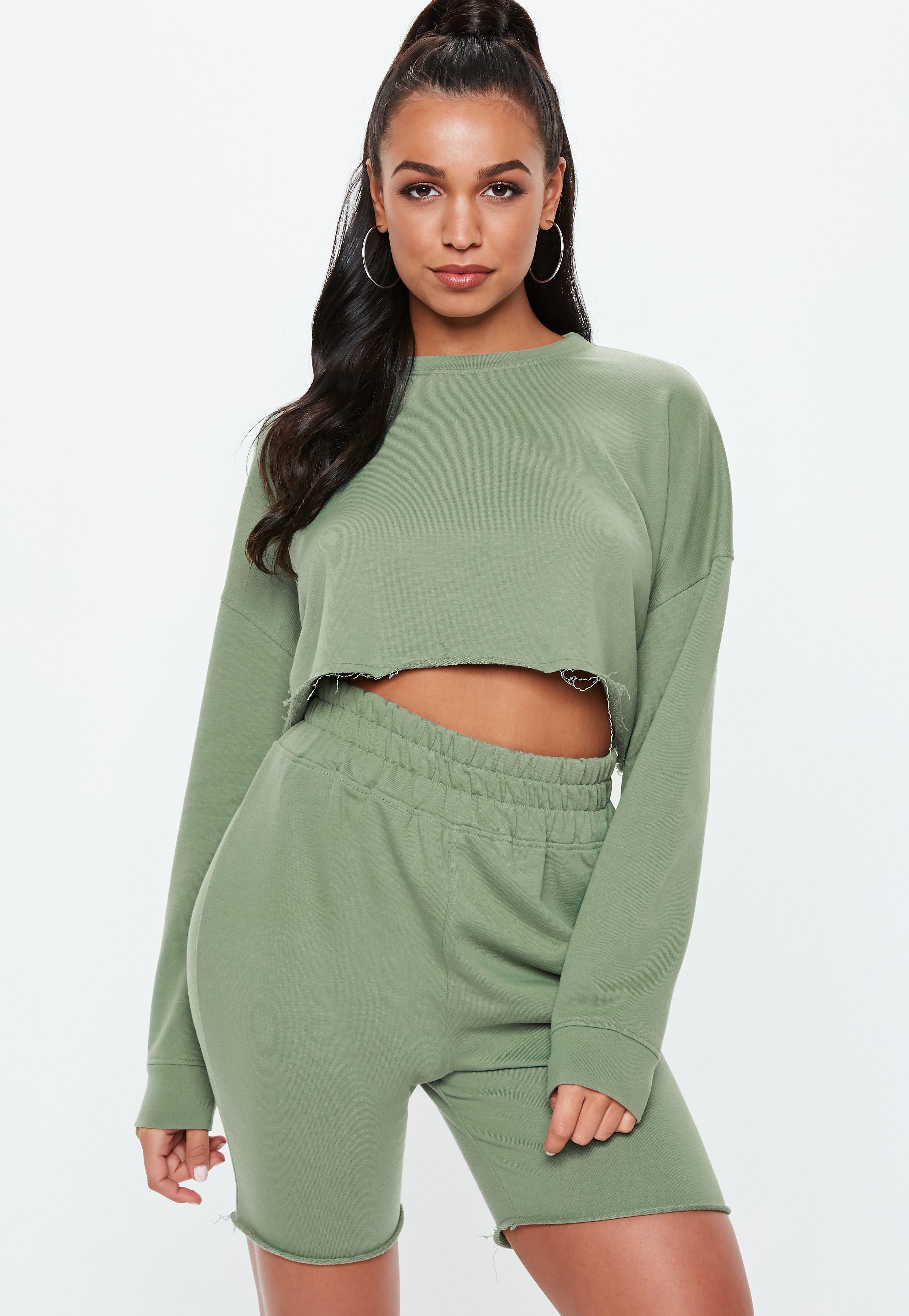 crop sweater and shorts