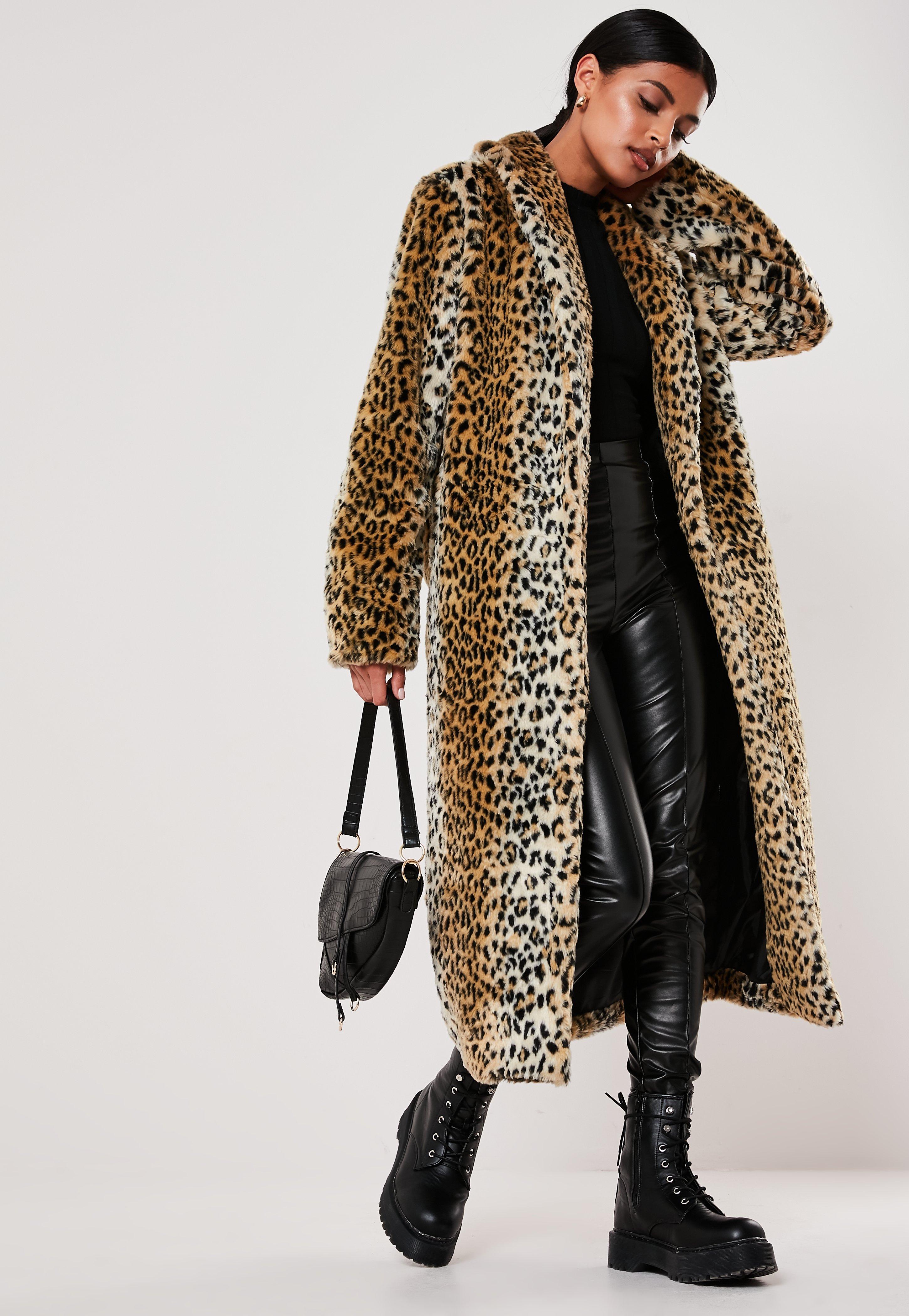 long leopard coat faux fur