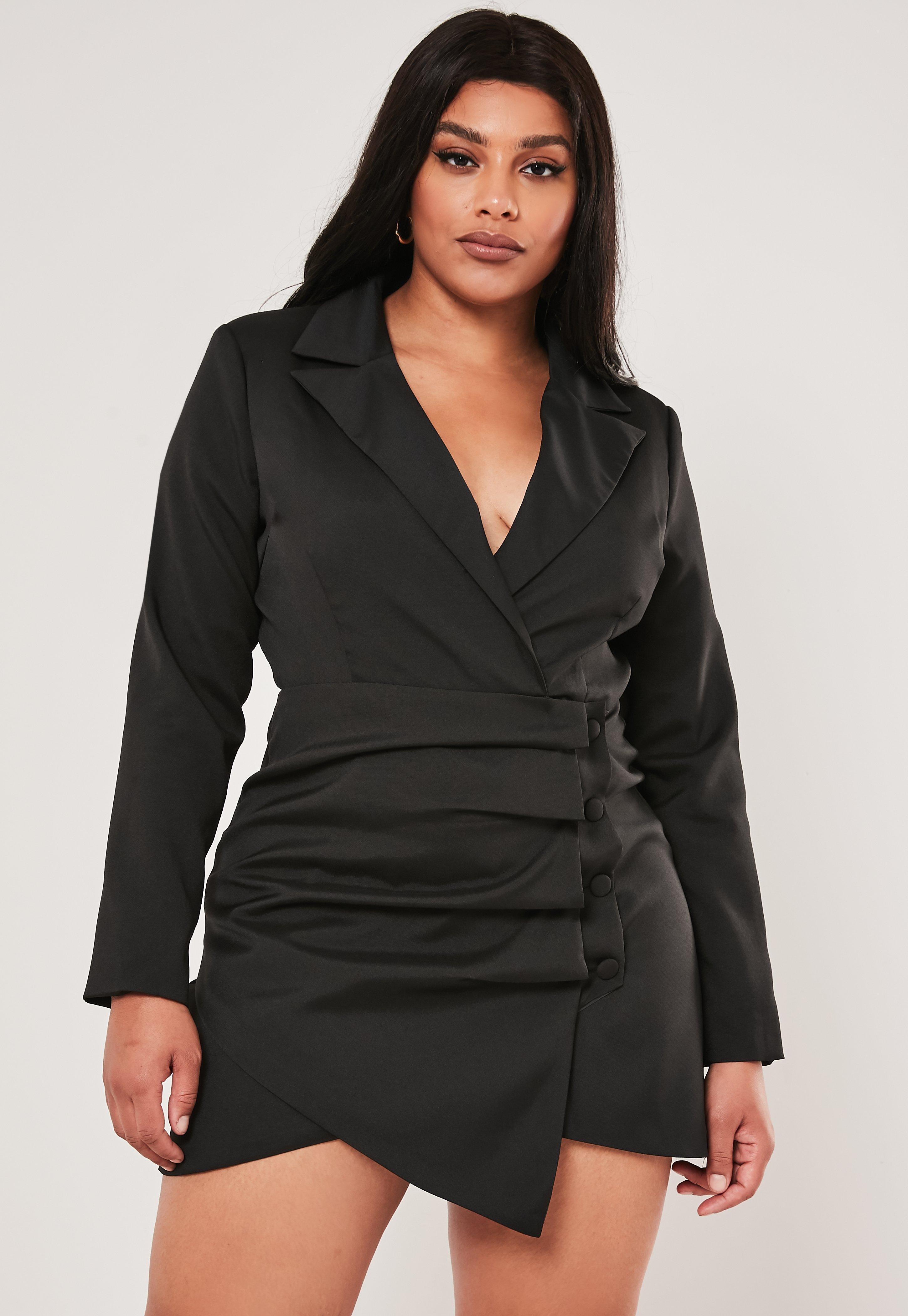 plus size black blazer dress