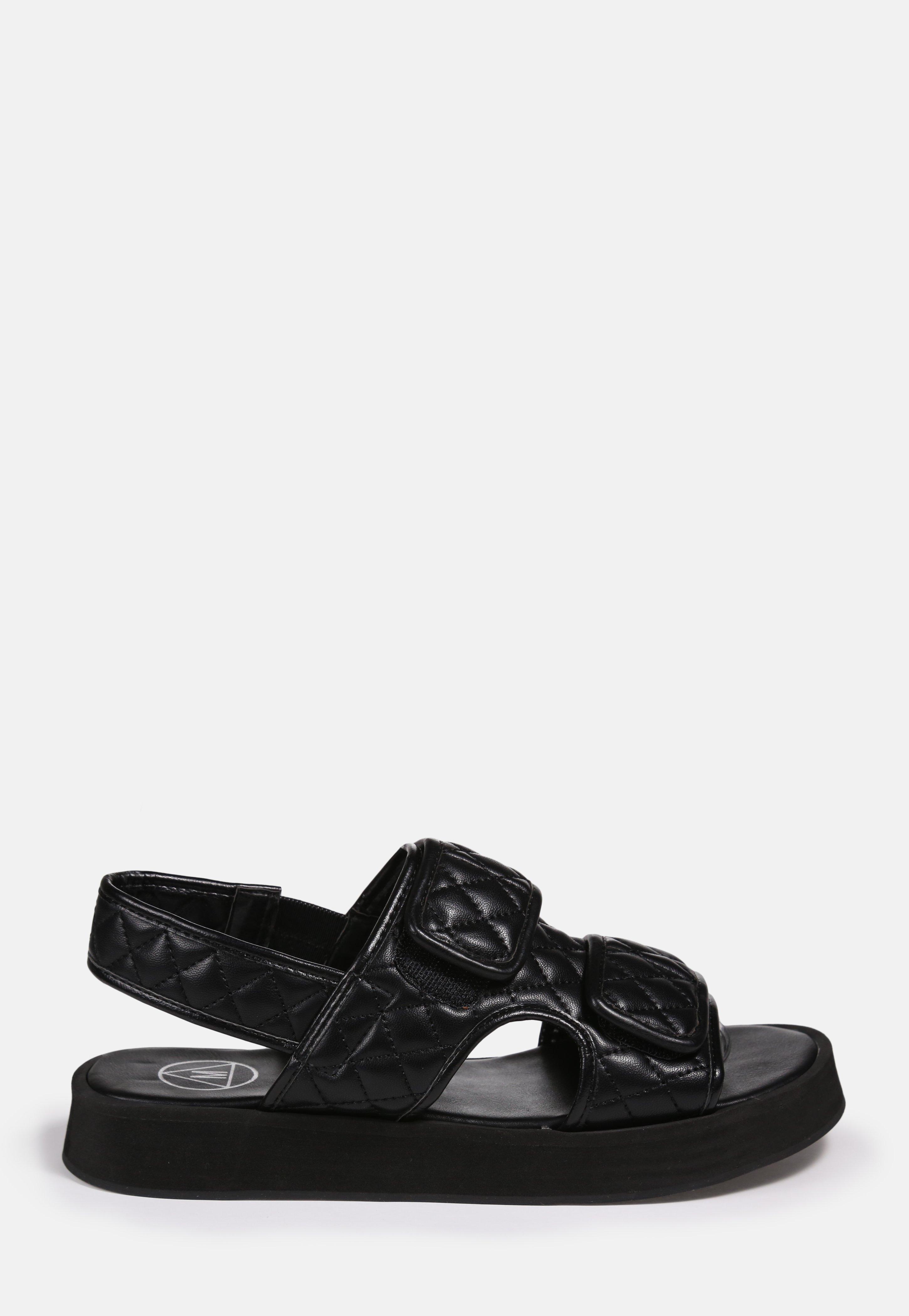 flat quilted sandals with platform sole