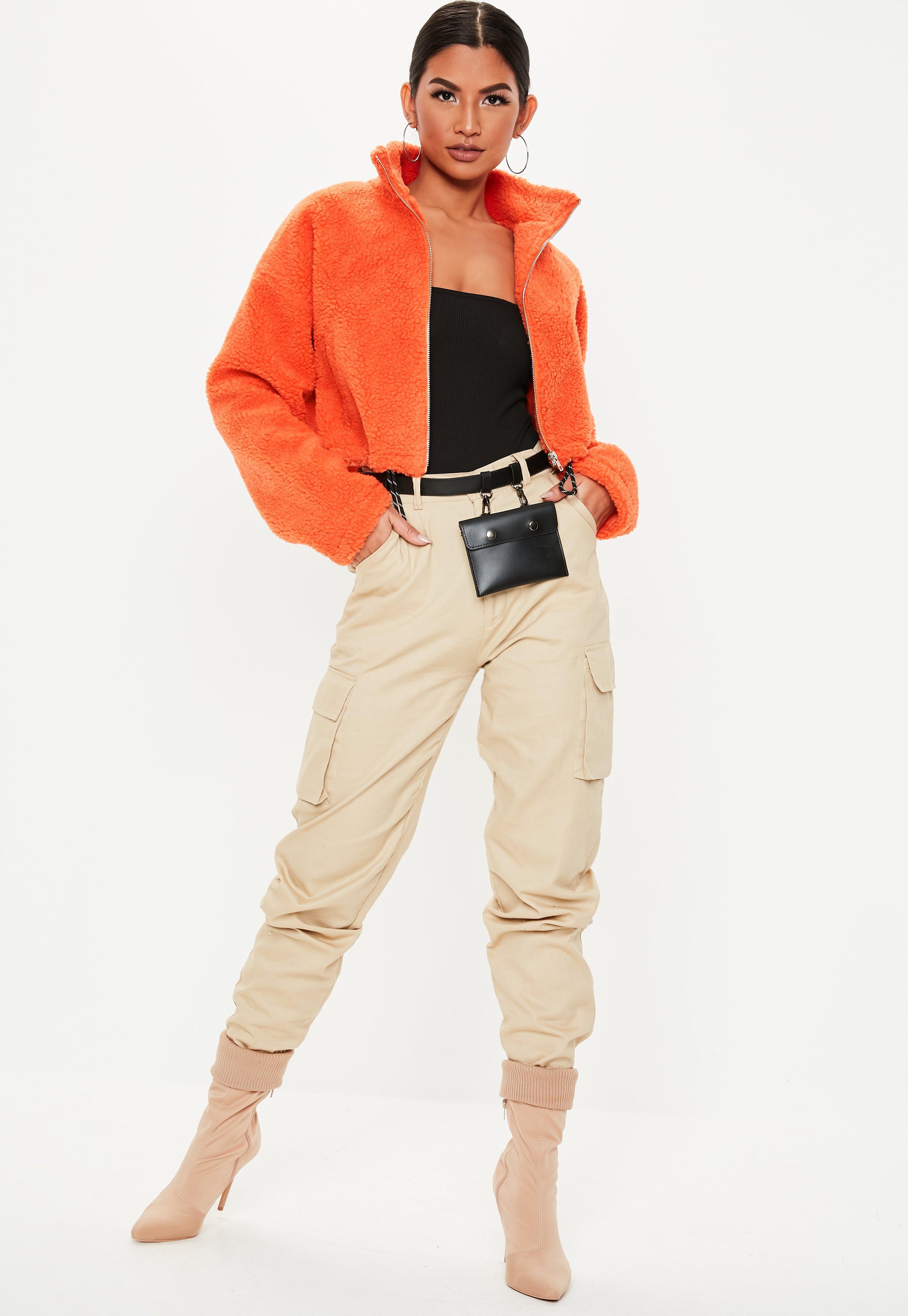 bright orange bomber jacket