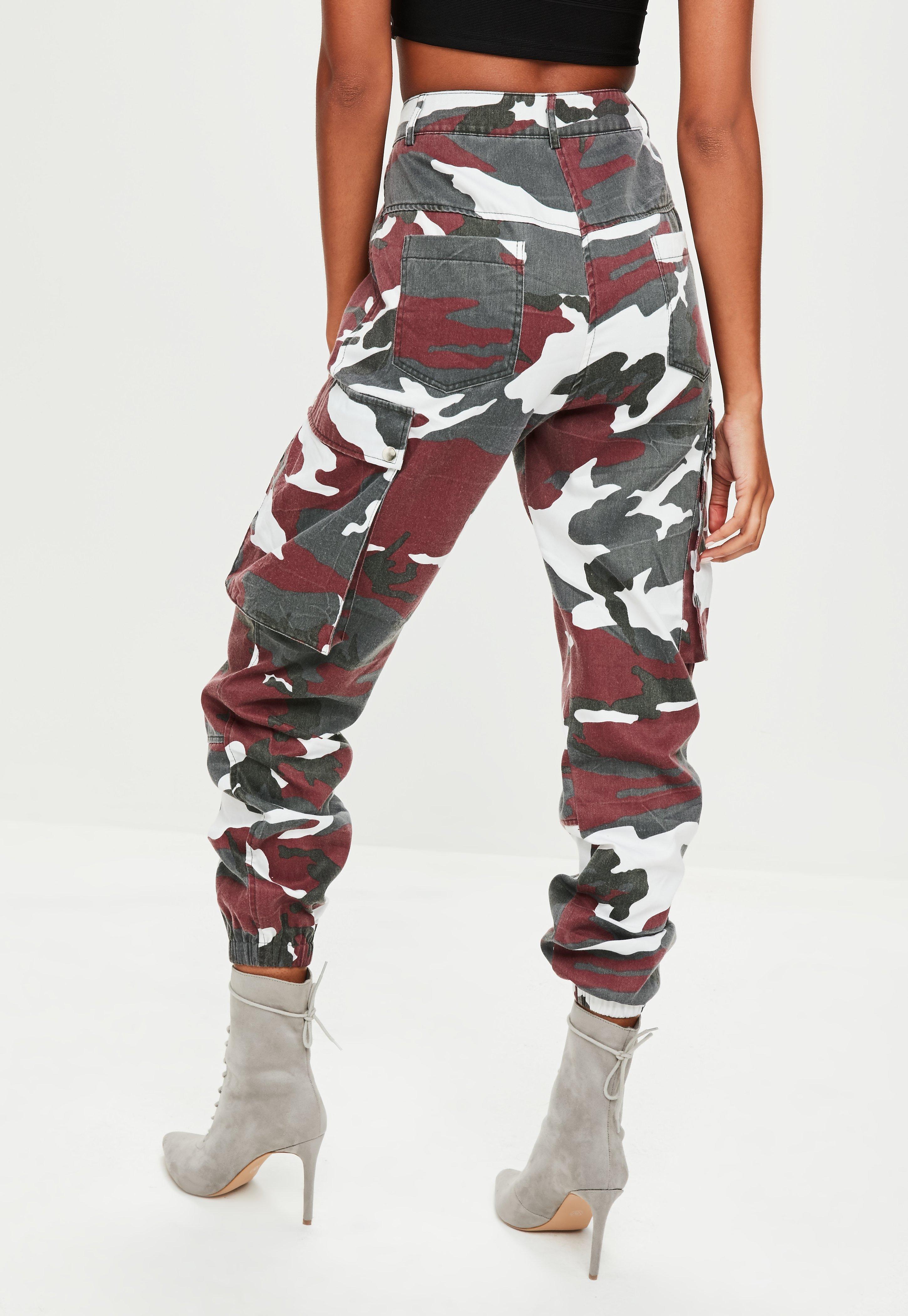 Missguided Red Camo Printed Cargo Pants - Lyst