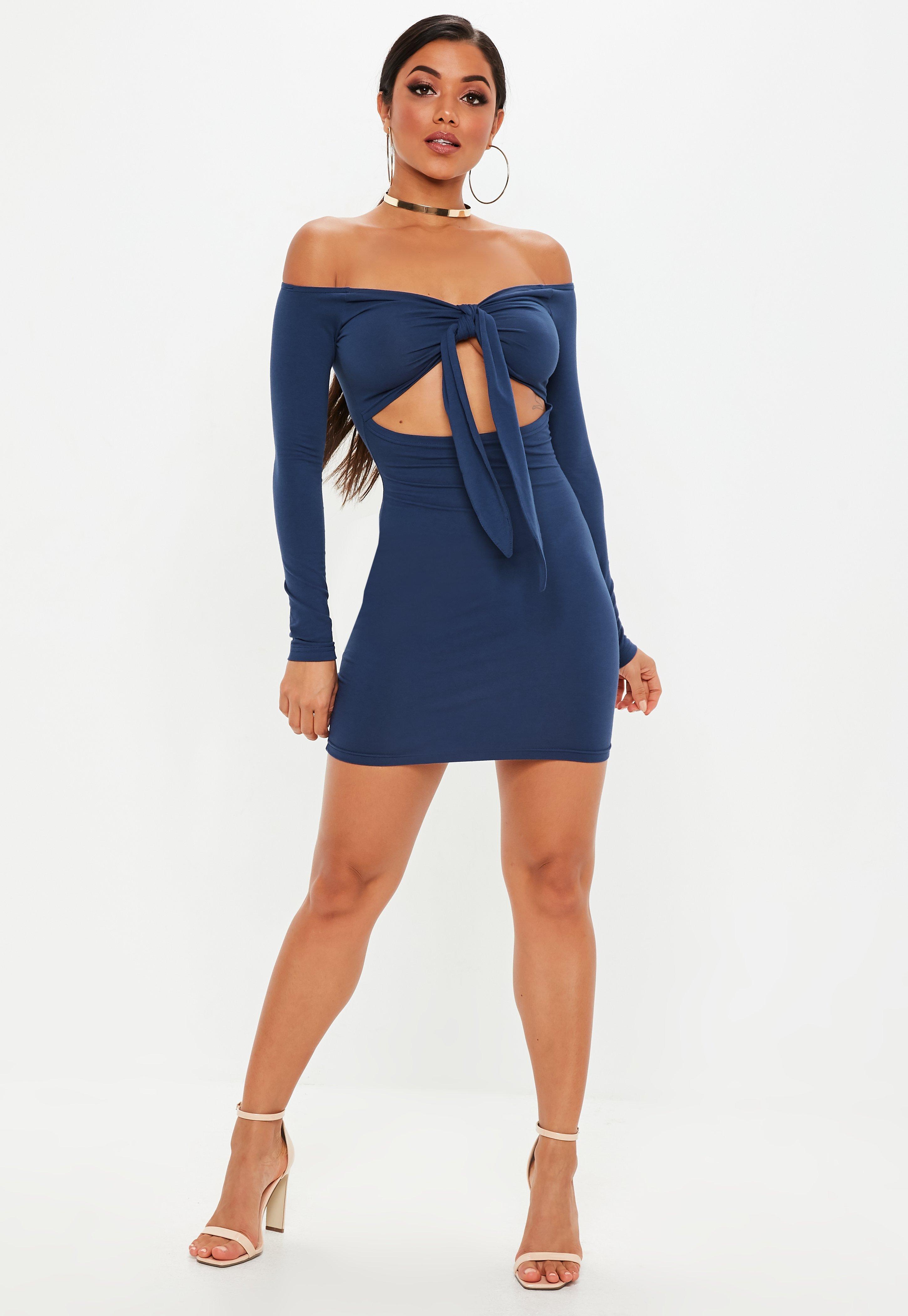 bardot tie front dress