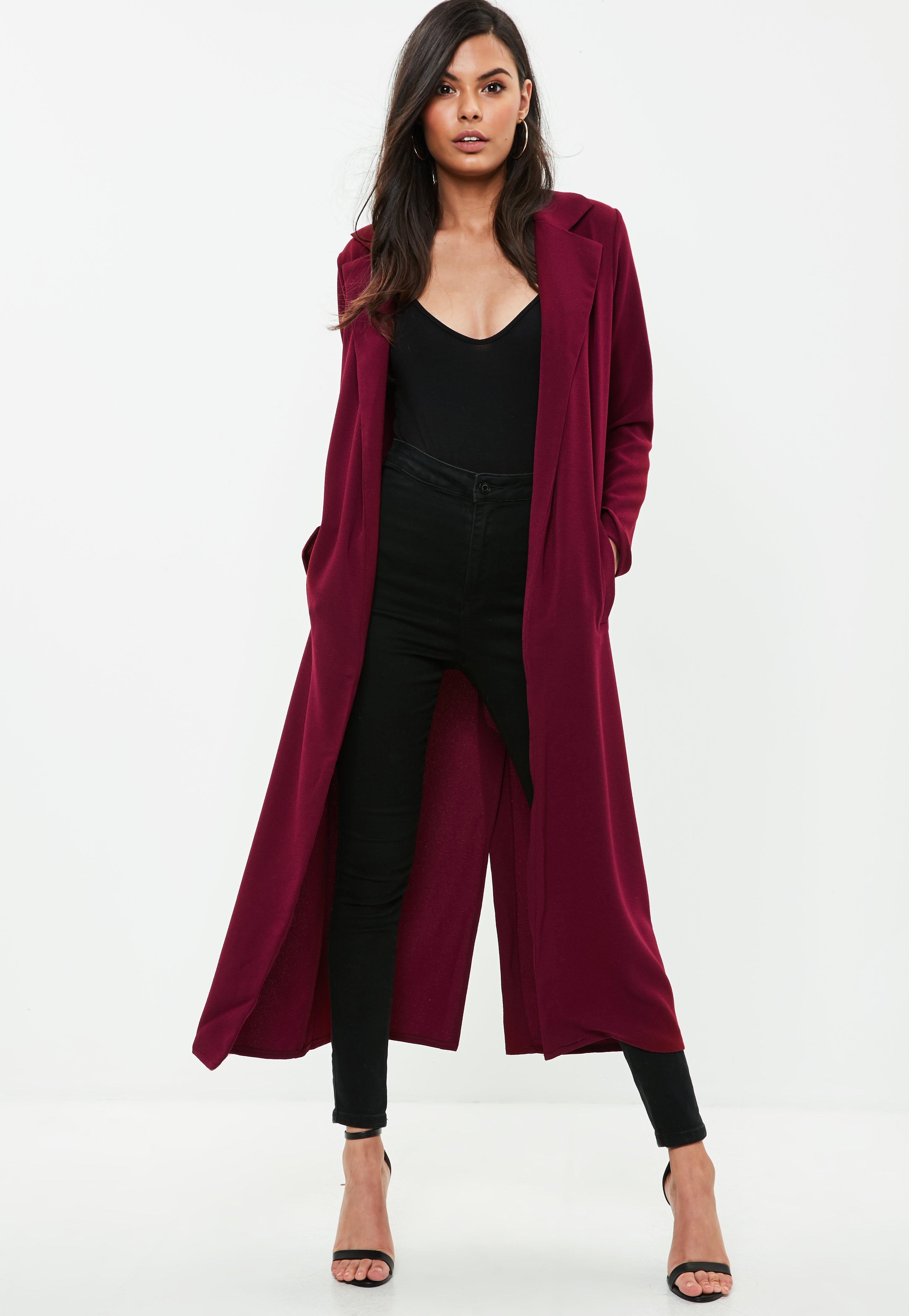 burgundy duster coat