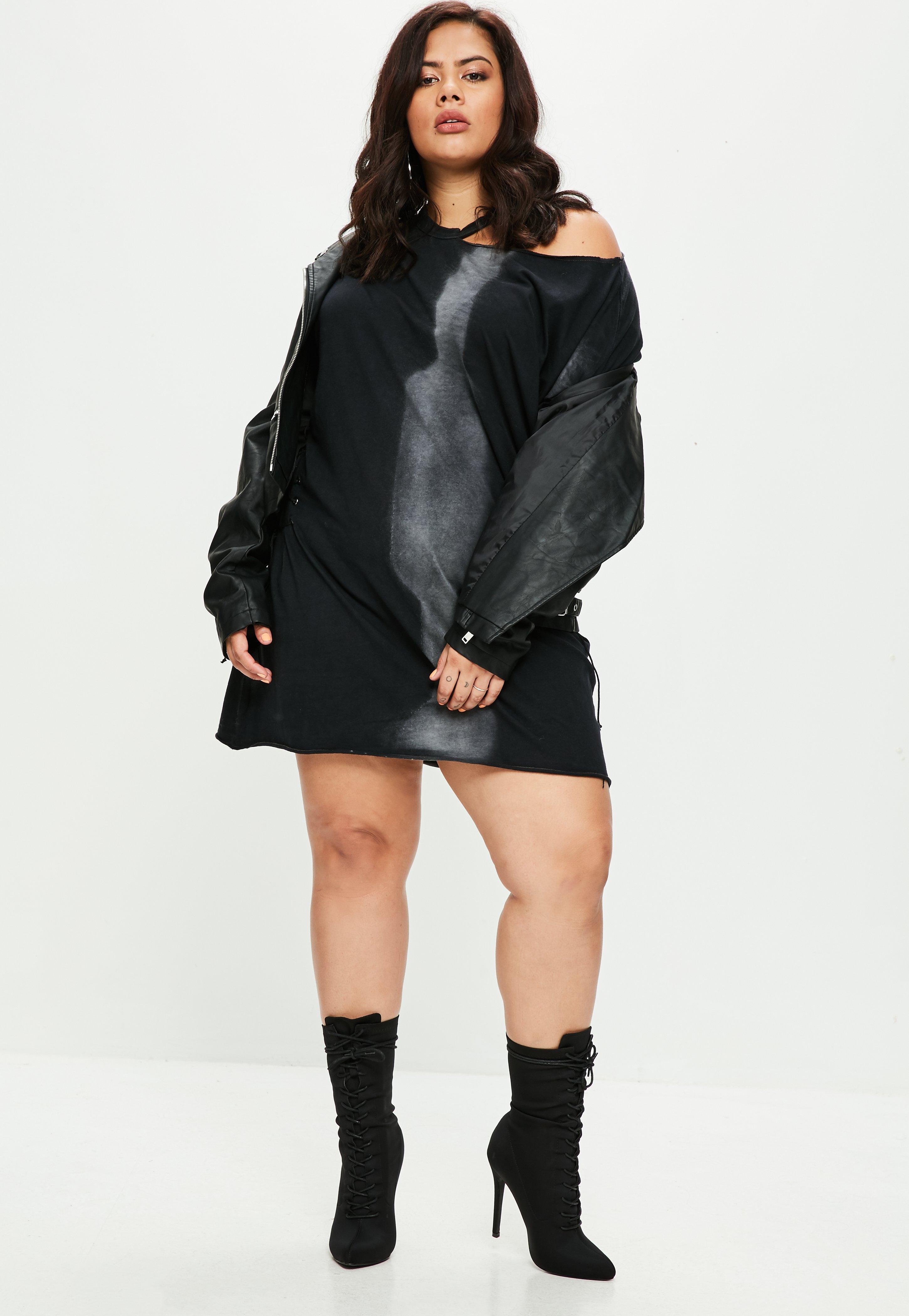 Lyst Missguided Plus Size Black Washed Corset Dress in Black
