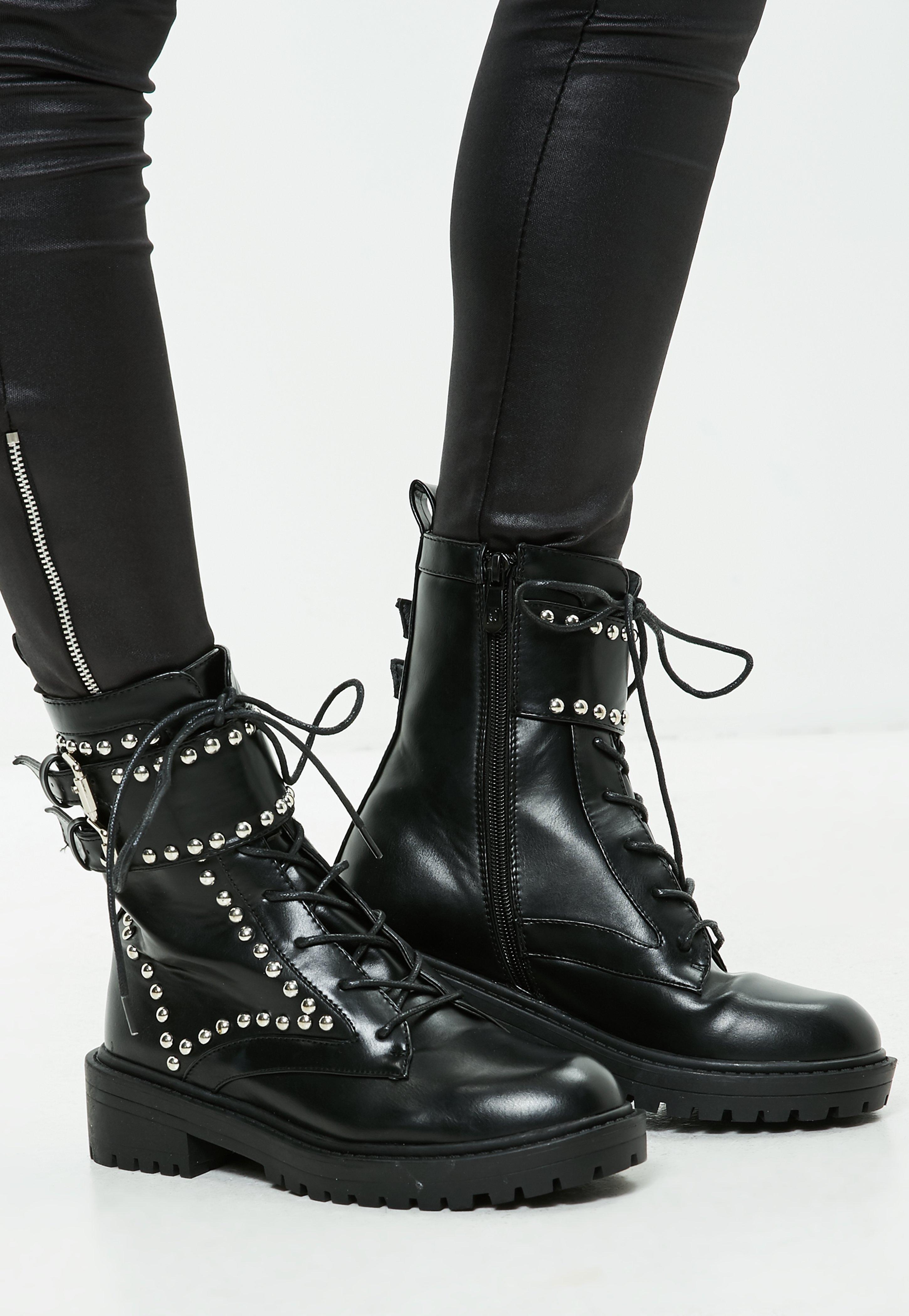 Missguided Black Studded Ankle Boots Lyst