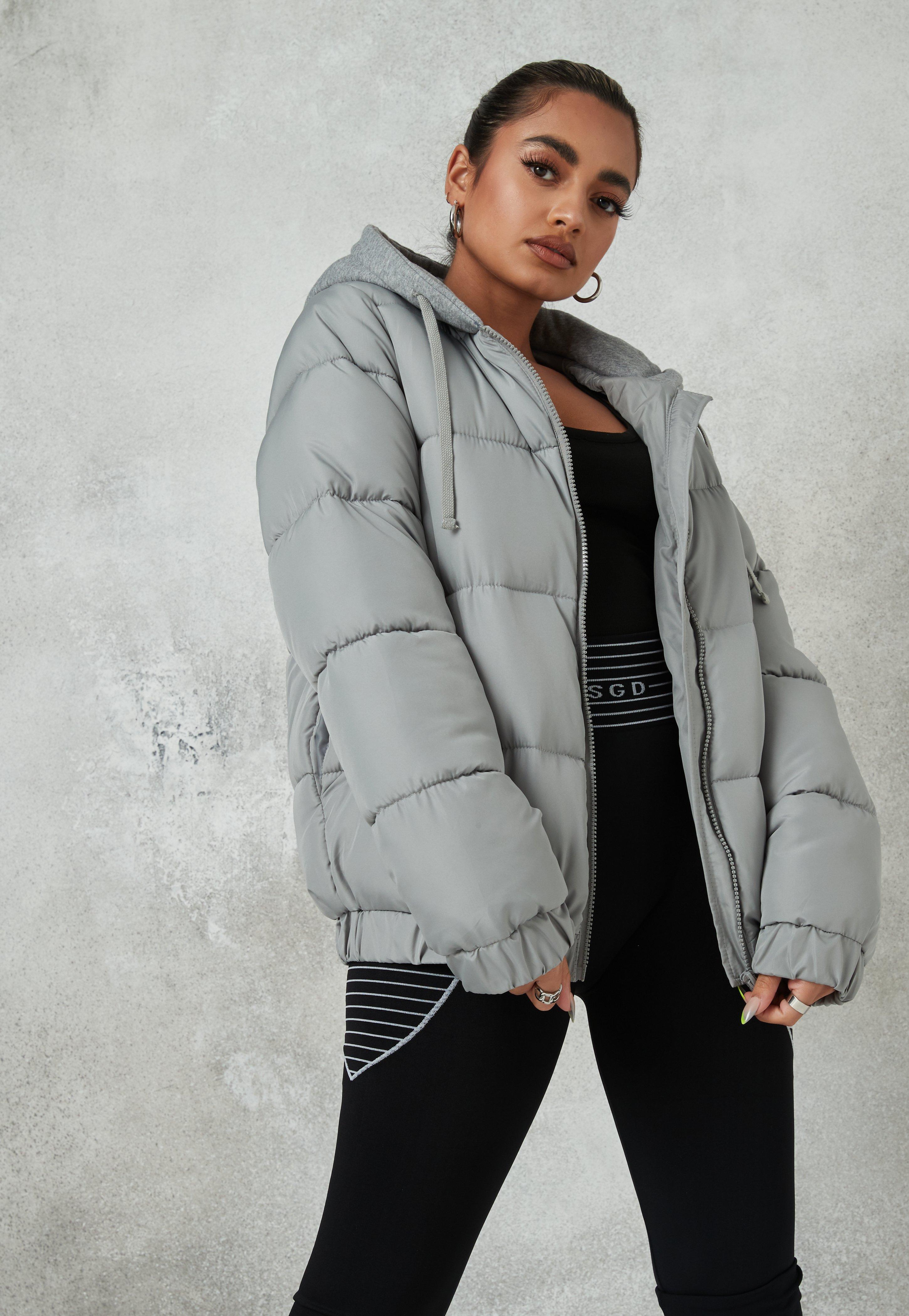 Jersey hooded puffer jacket Clearance