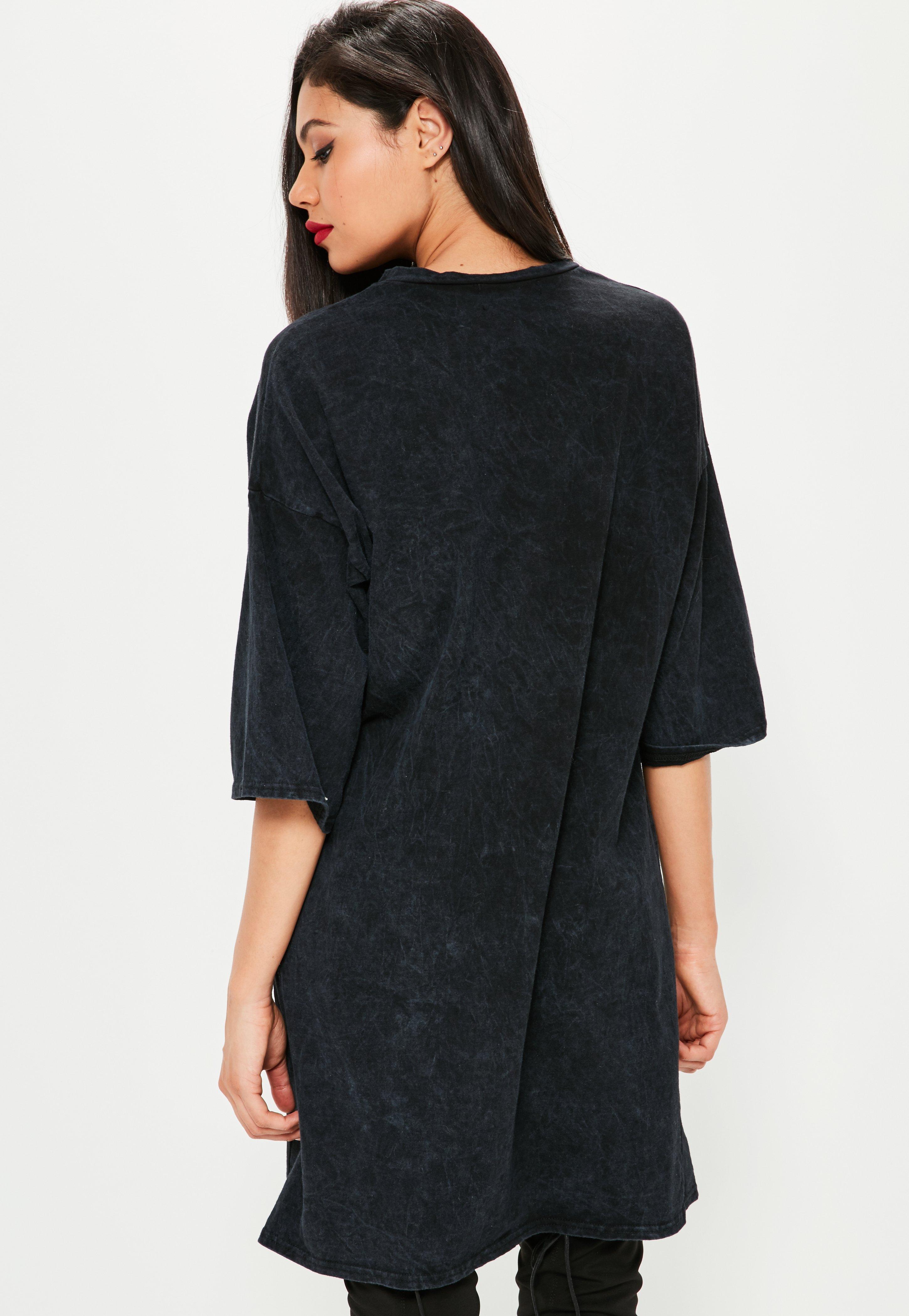 Missguided Black Rolling Stones Rock Tshirt Dress Lyst