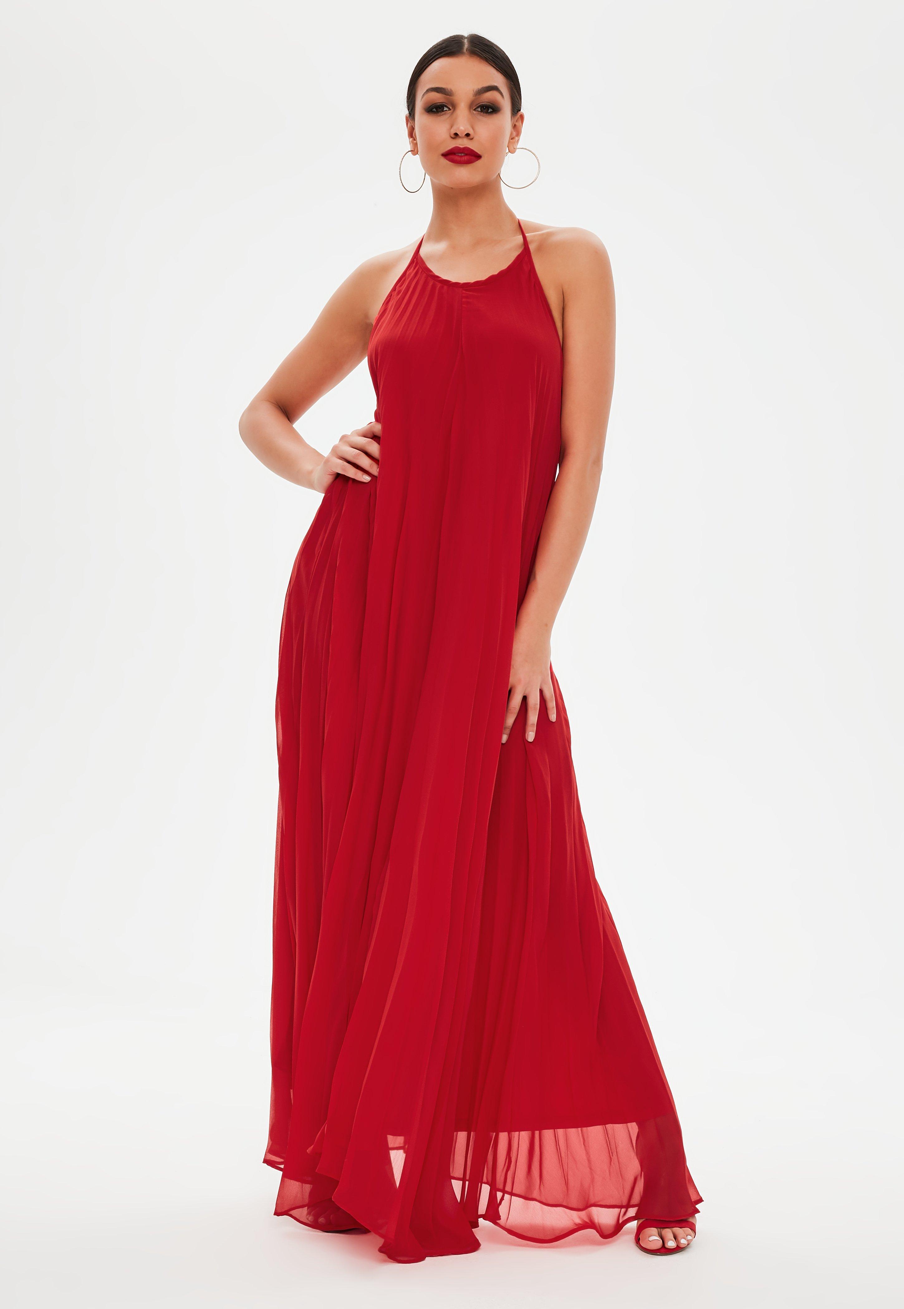 red strappy maxi dress