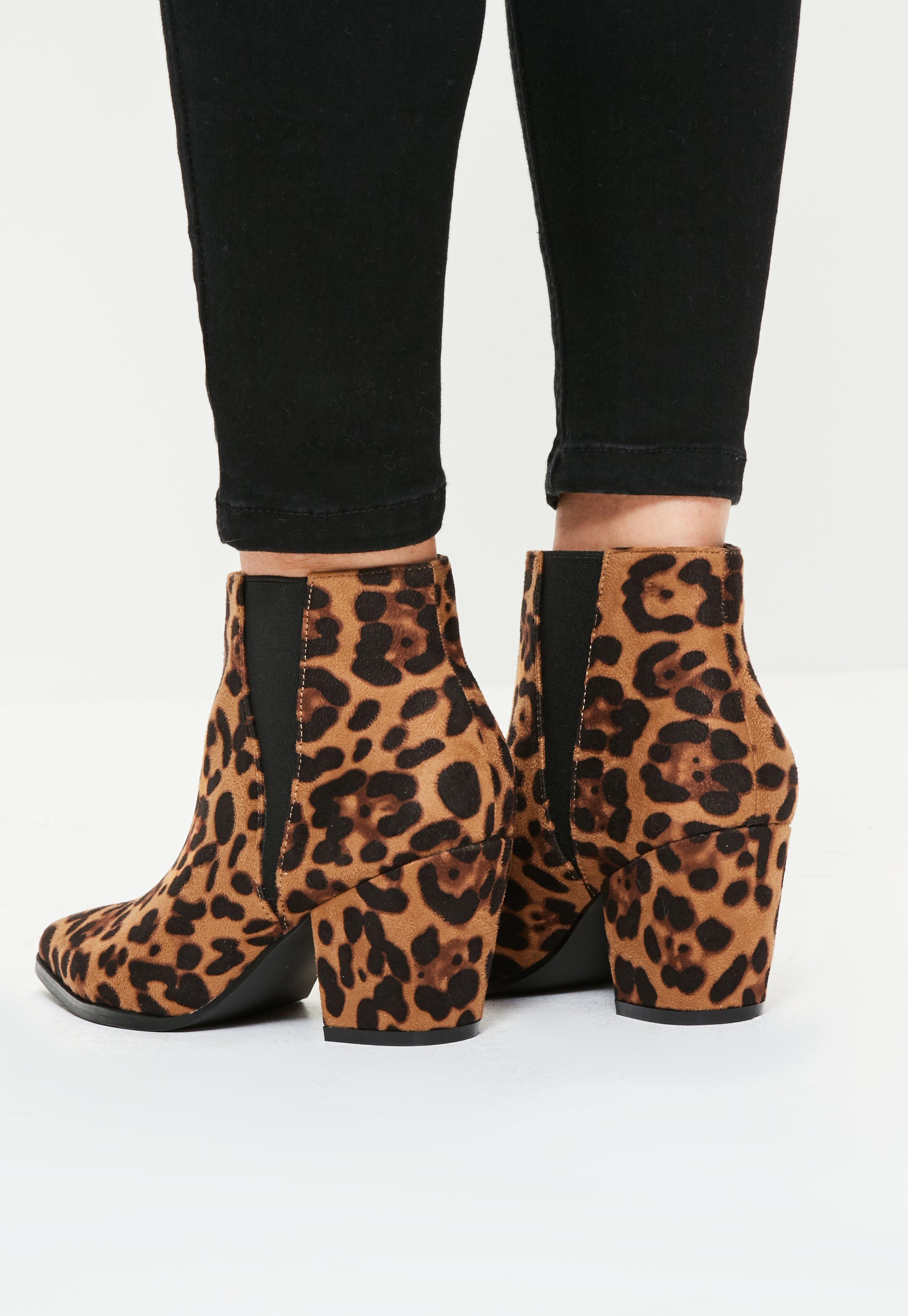 leopard print ankle boots flat