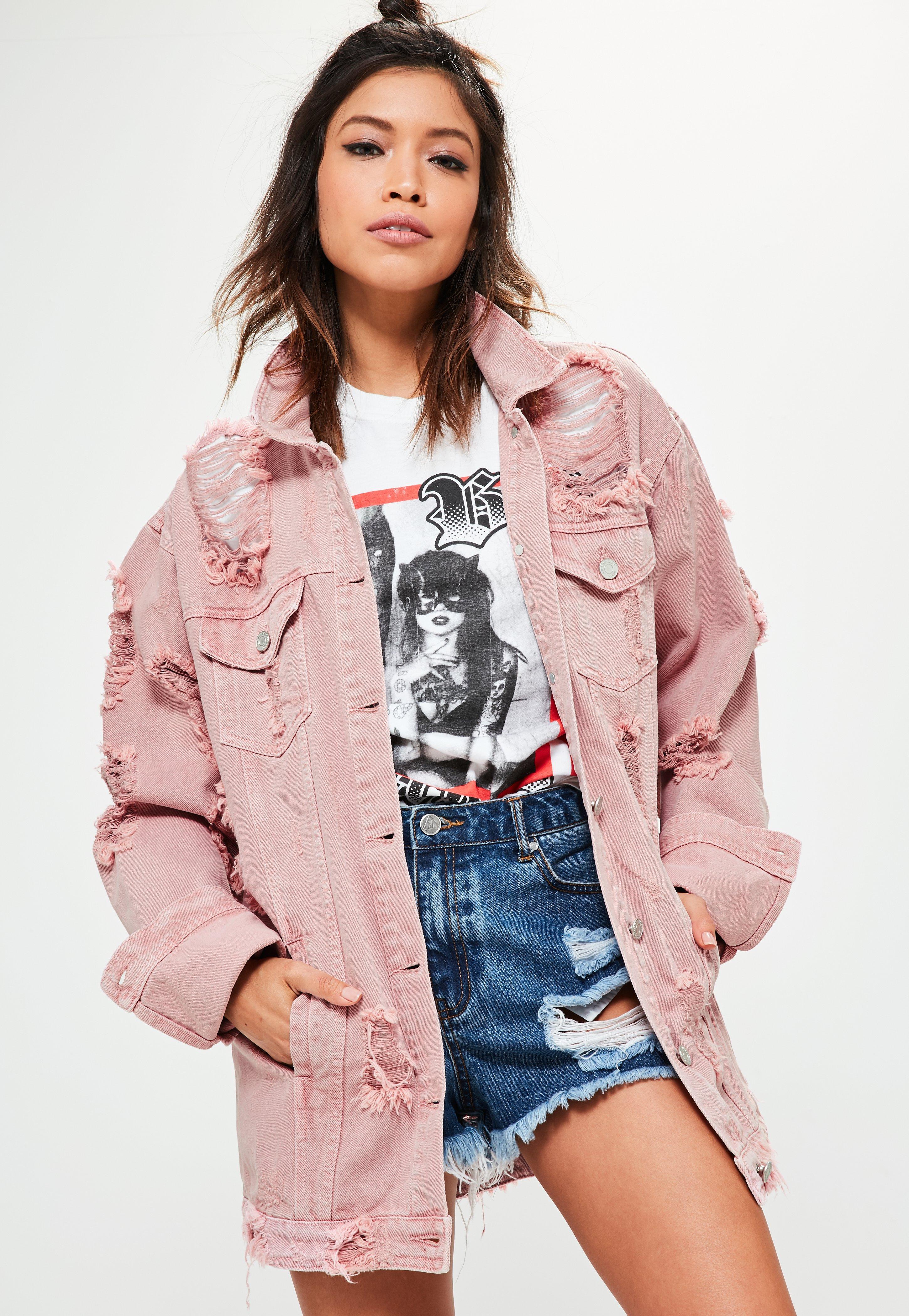 petite pink denim jacket