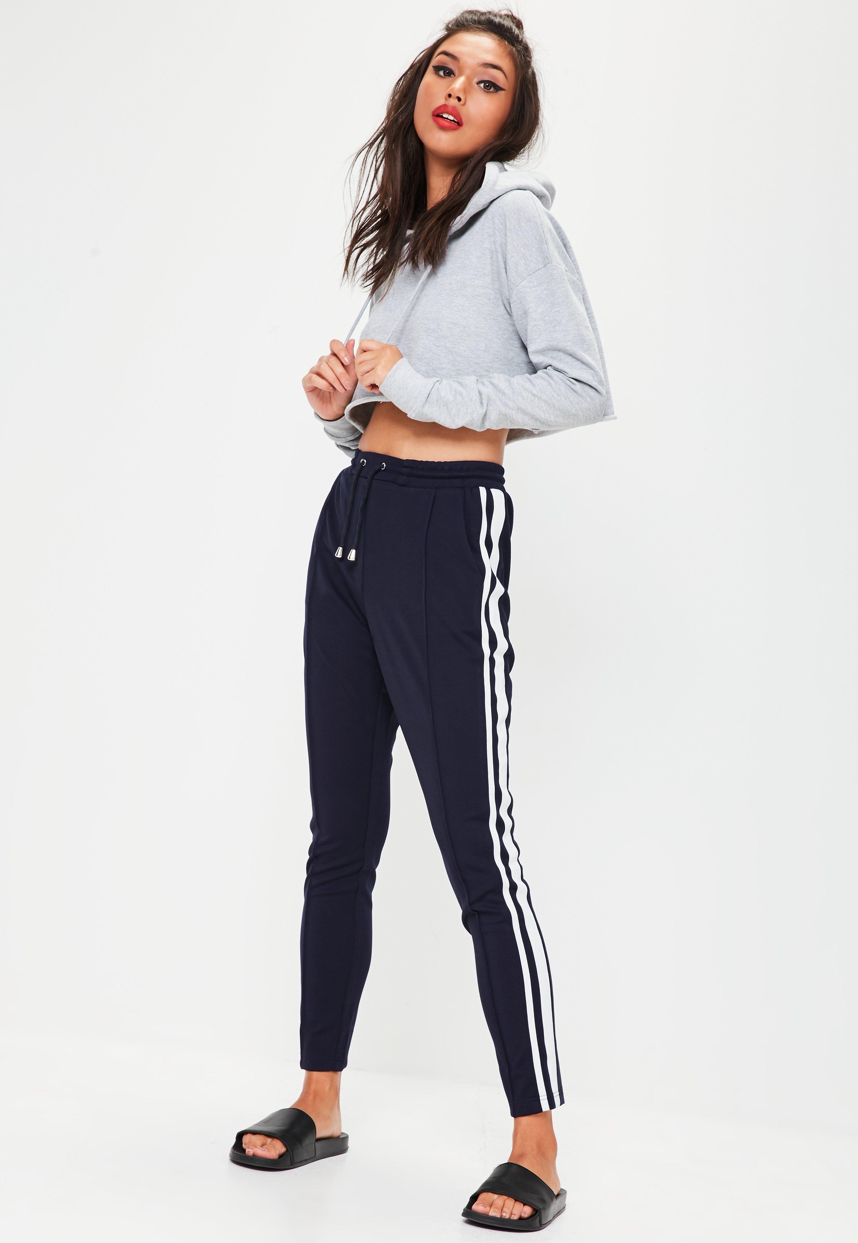 Navy side stripe joggers Clearance