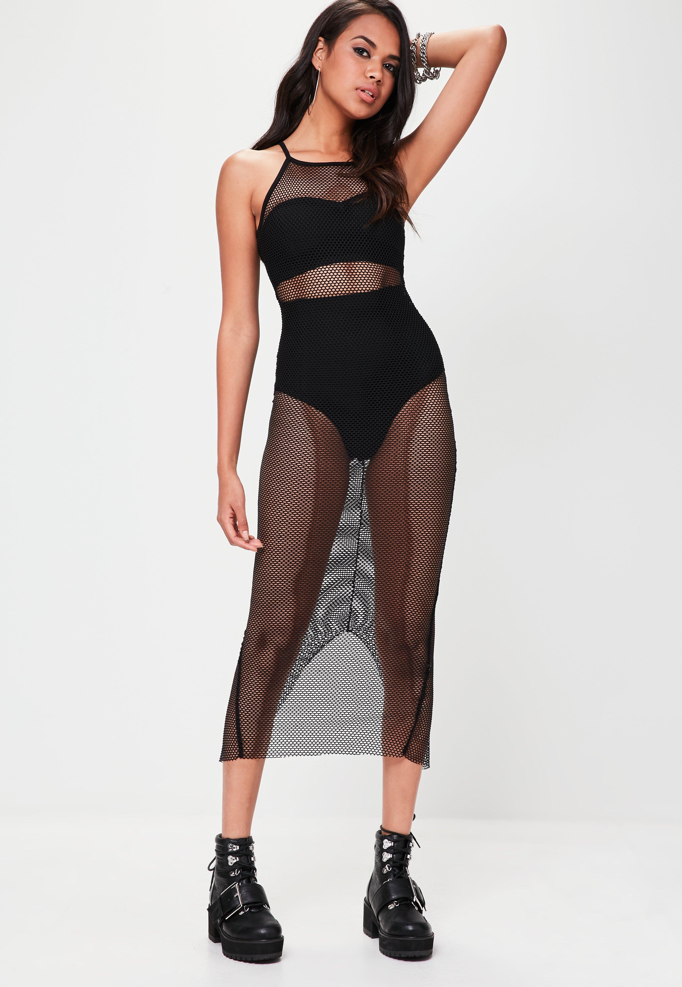 maxi fishnet dress