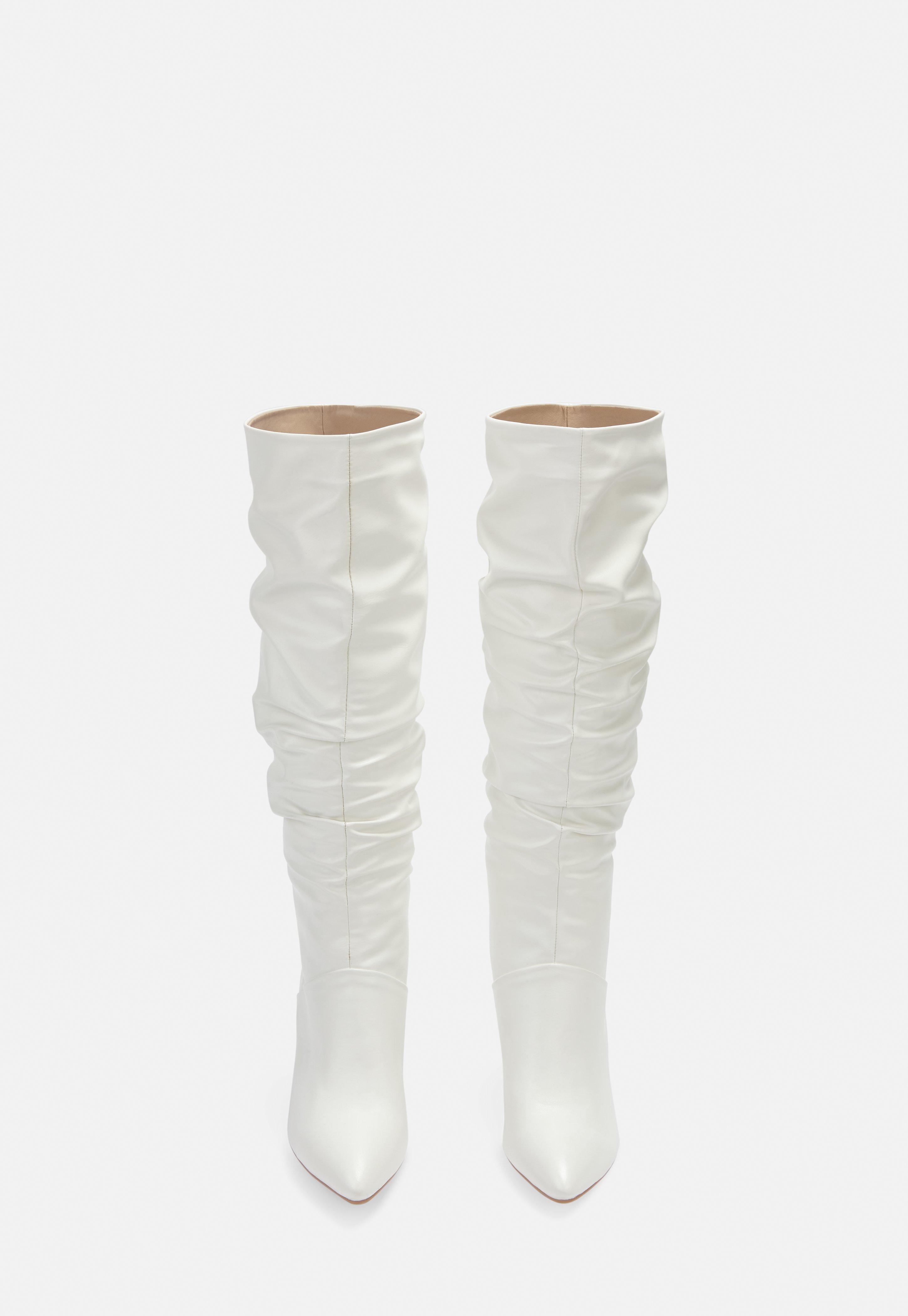 white ruched boots