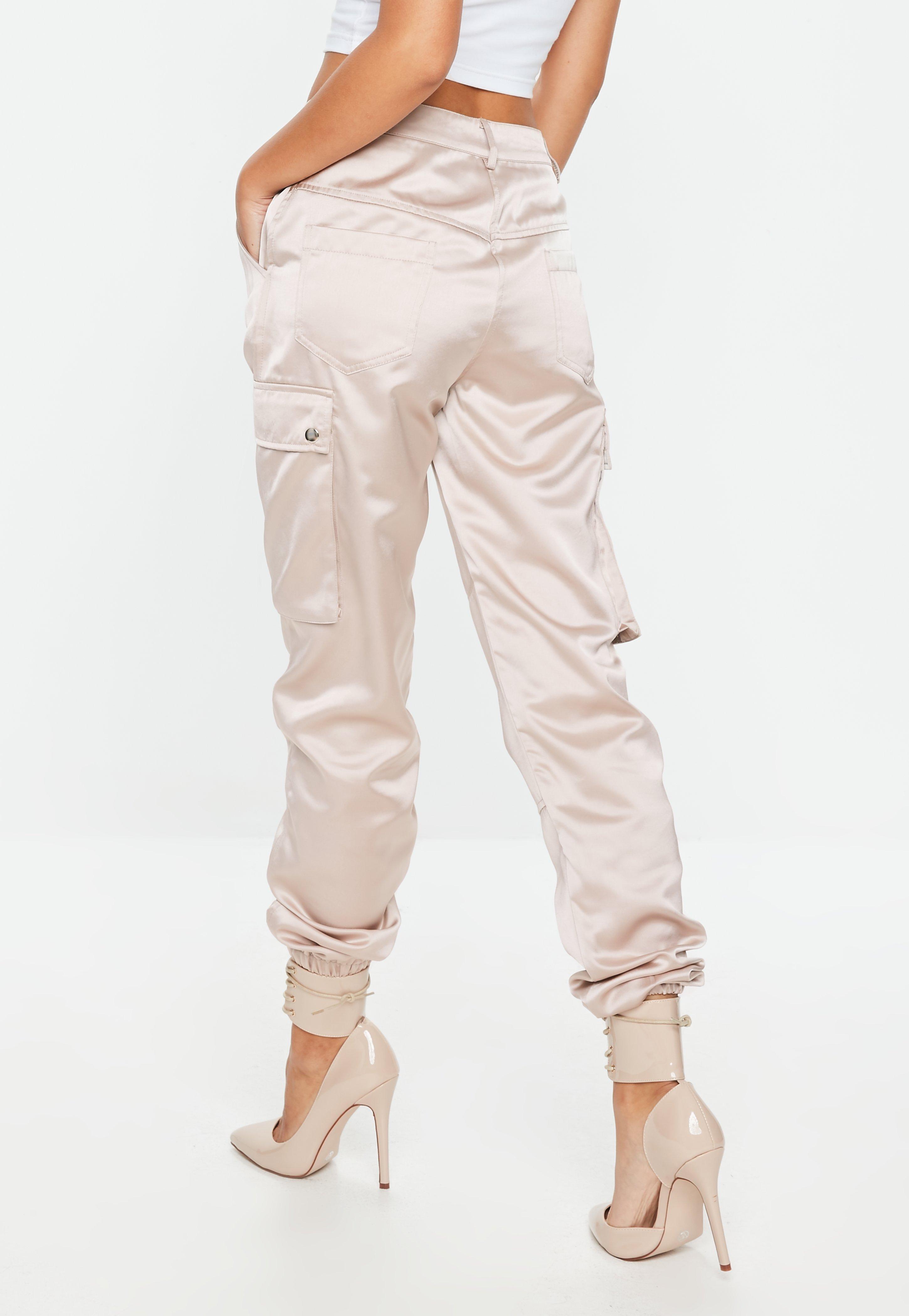 satin cargo joggers