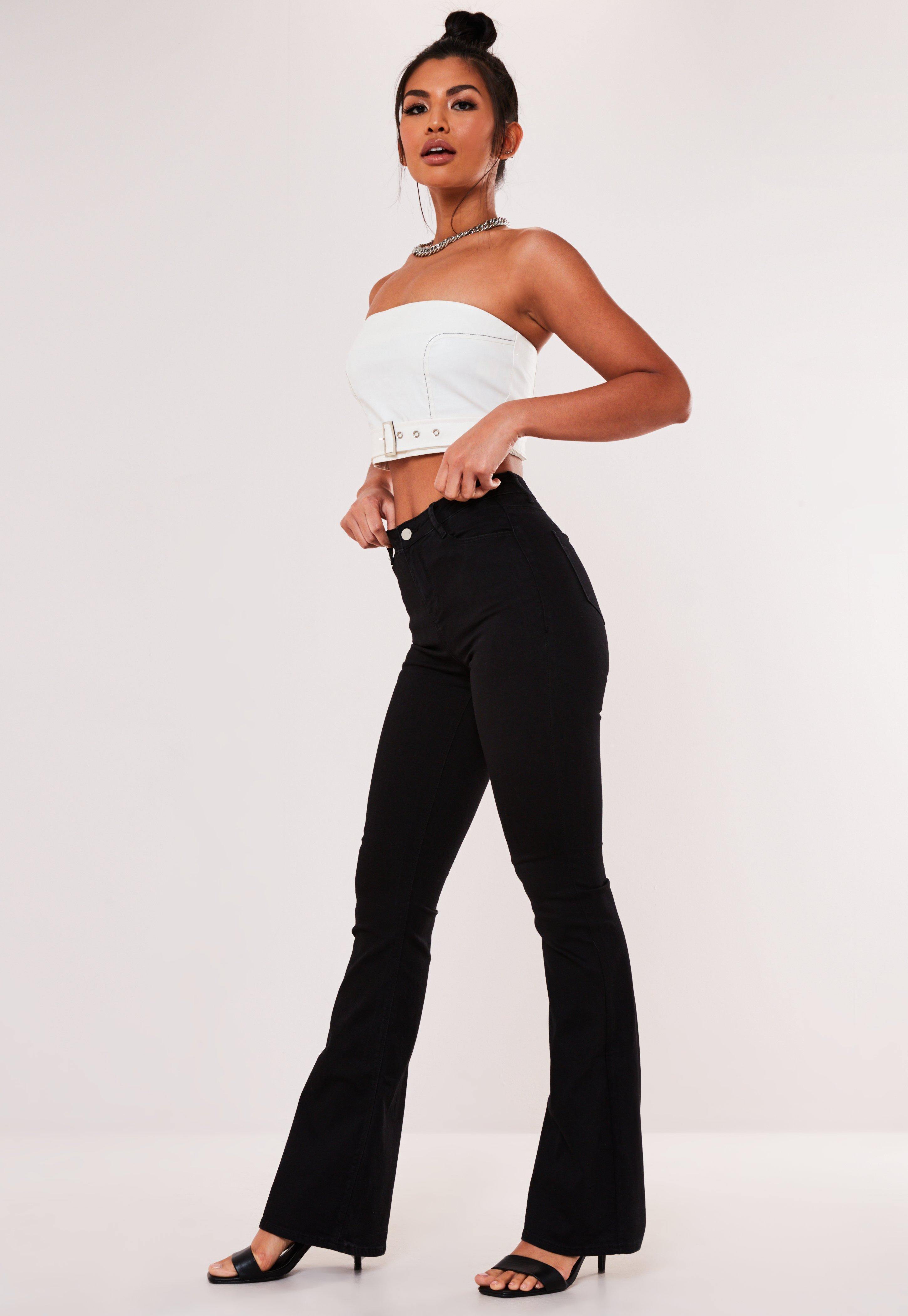 black flare jeans outfit