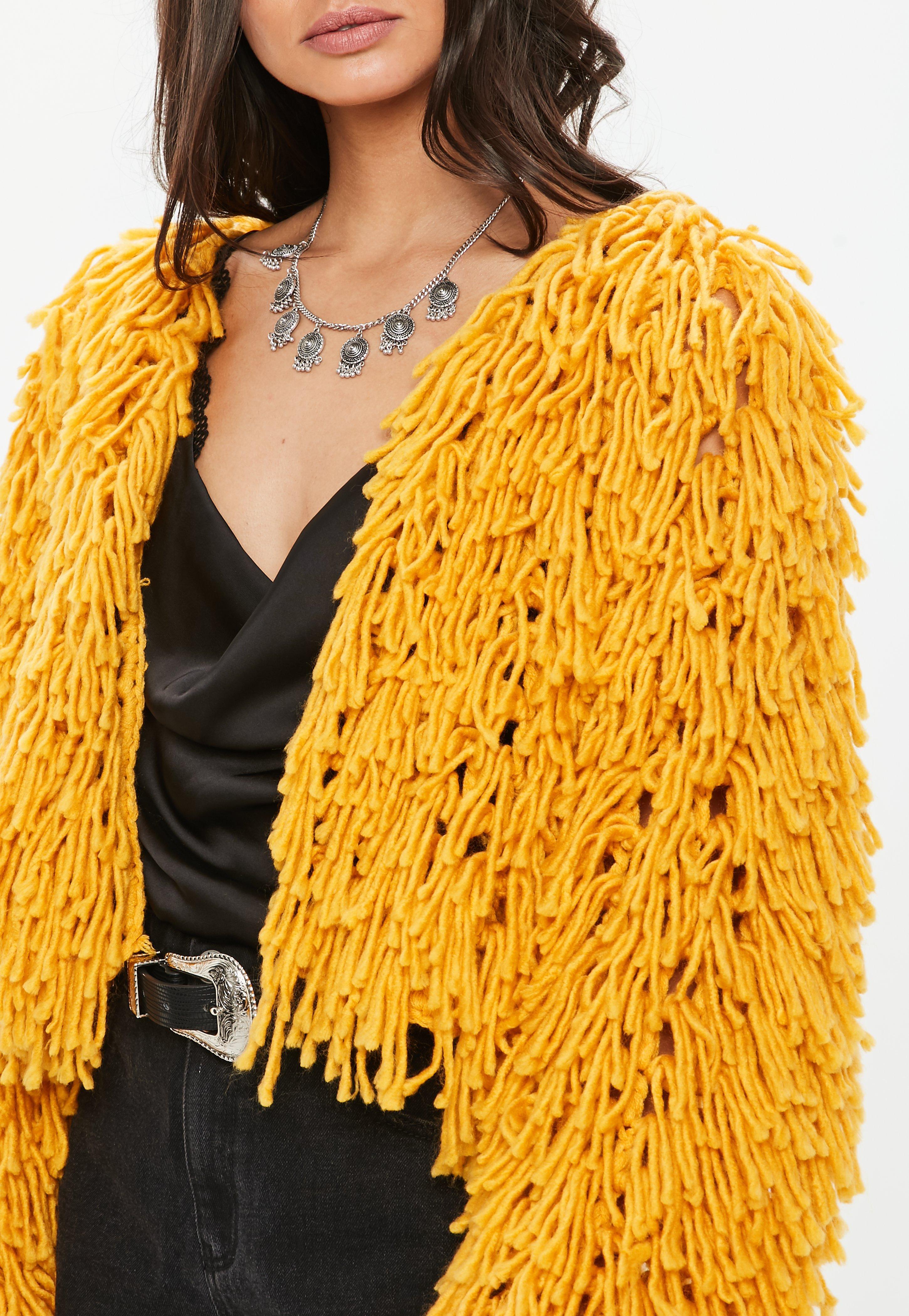 mustard shaggy cardigan