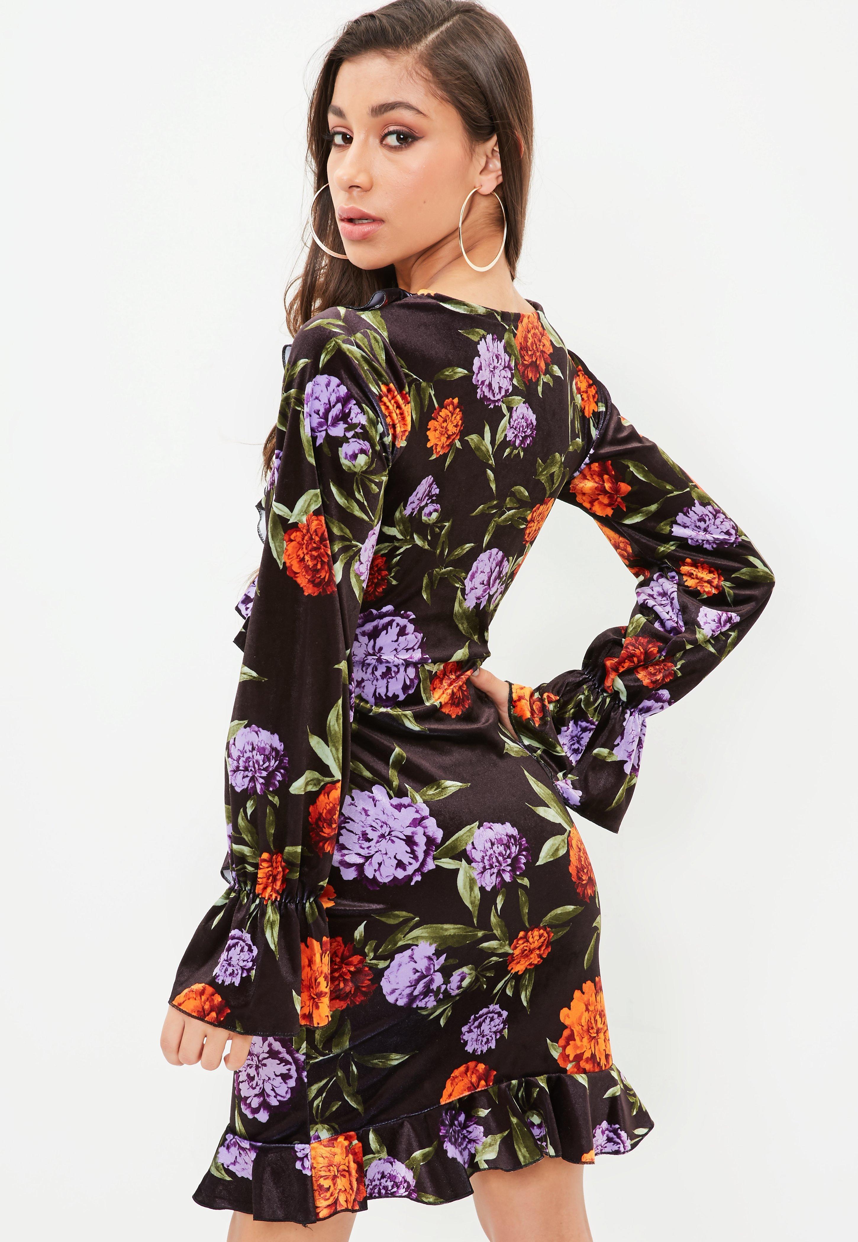 black ruffle tea dress