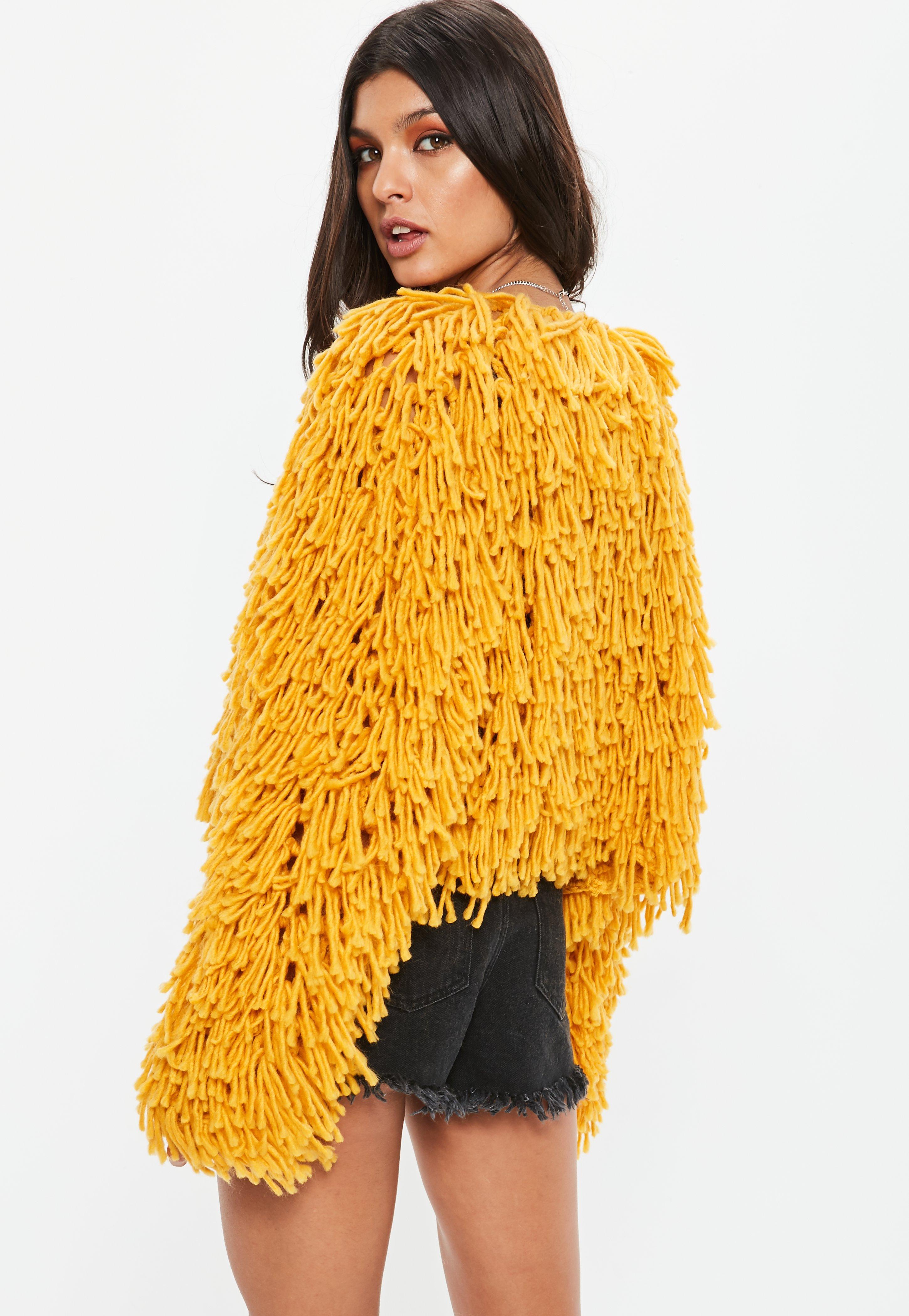 mustard shaggy cardigan