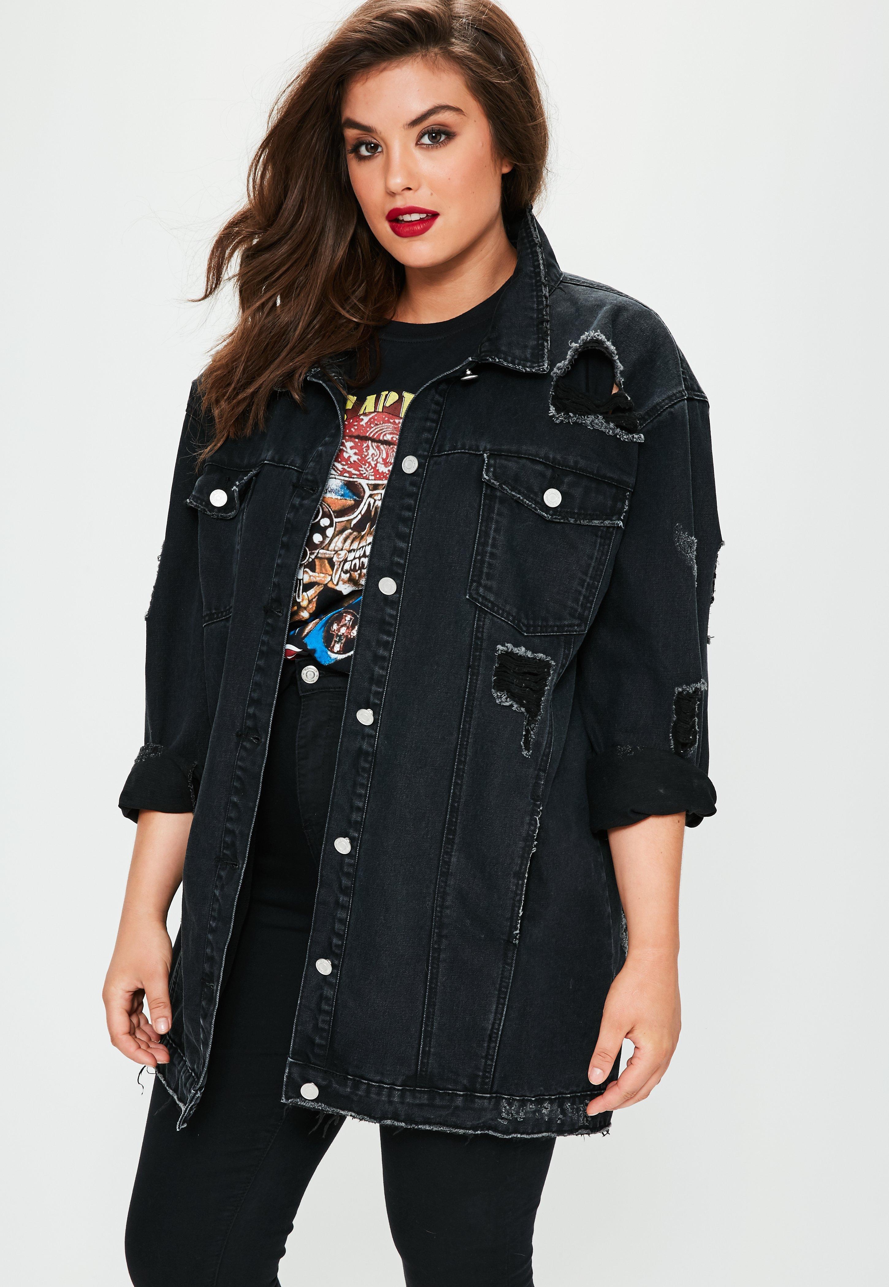 Longline black denim jacket Clearance