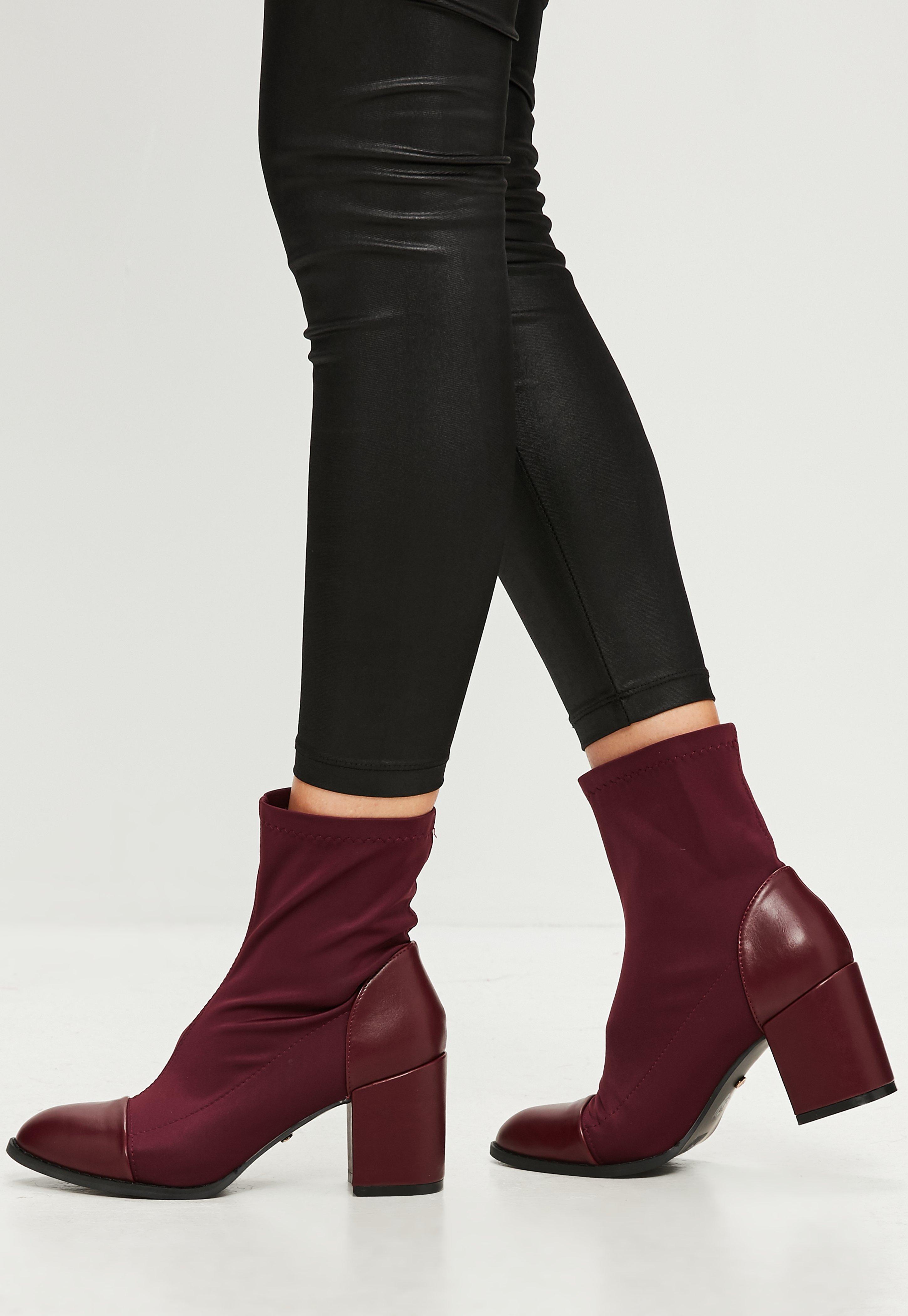 low block heel sock booties