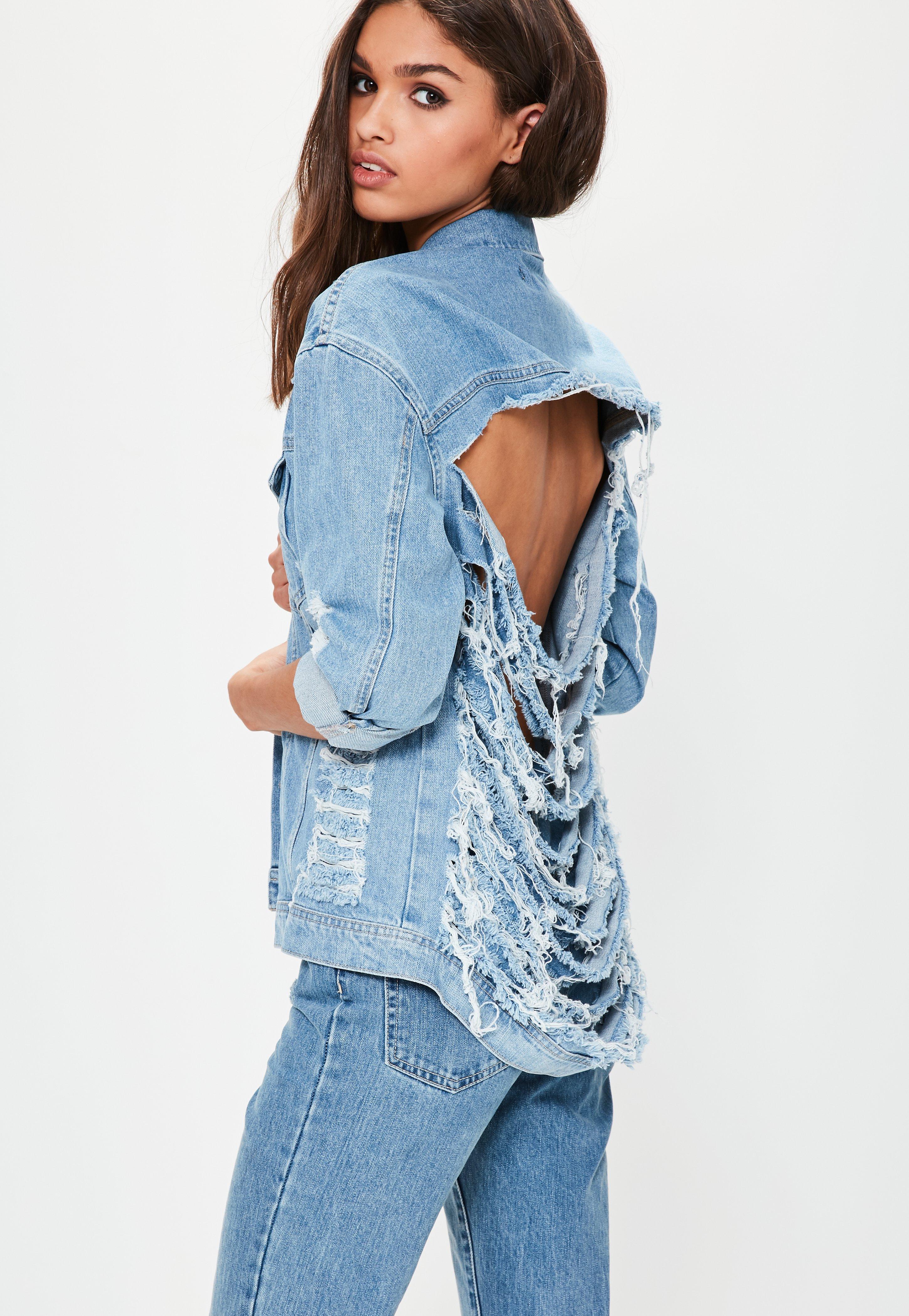 shredded back denim jacket