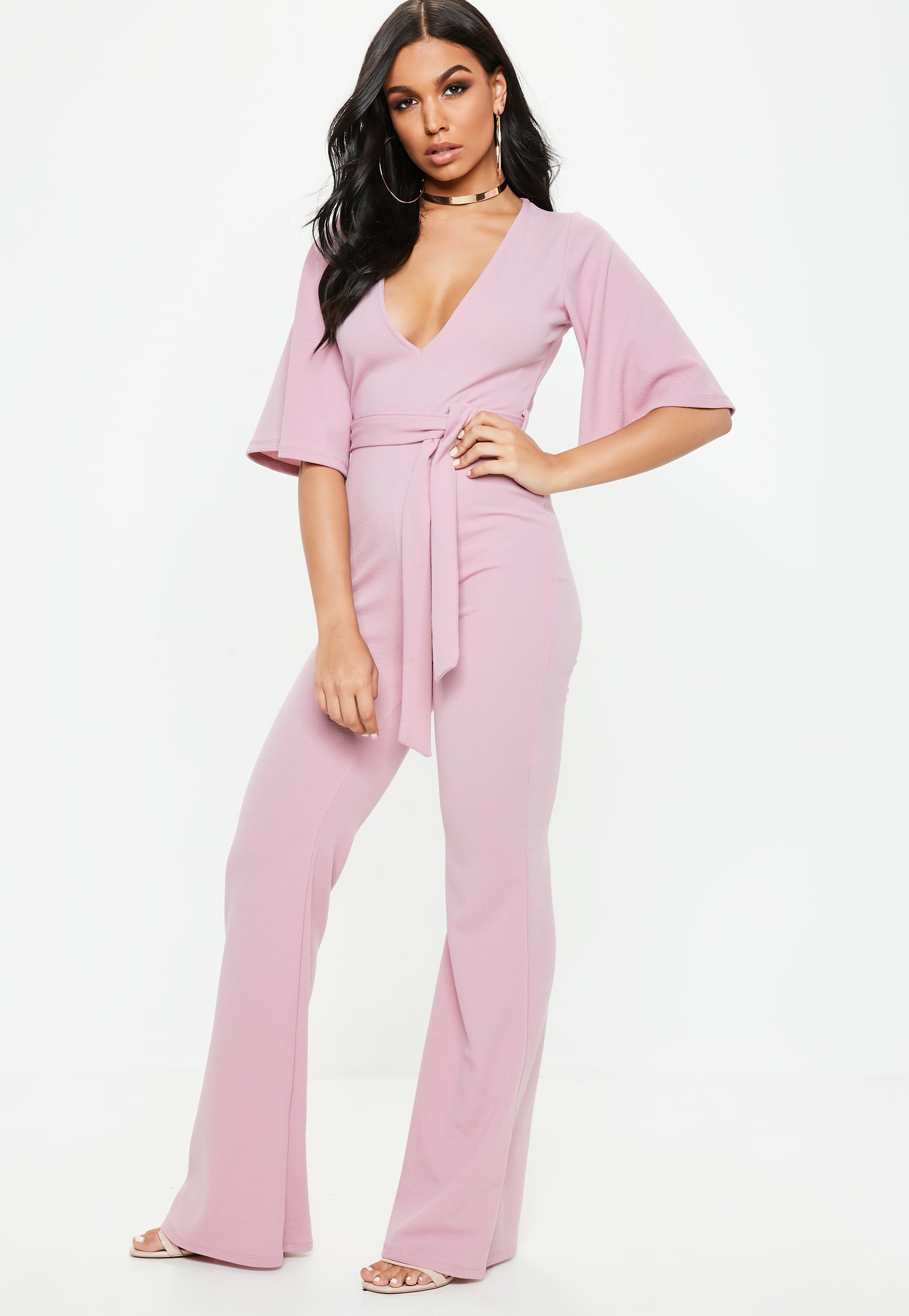 plunge kimono sleeve jumpsuit