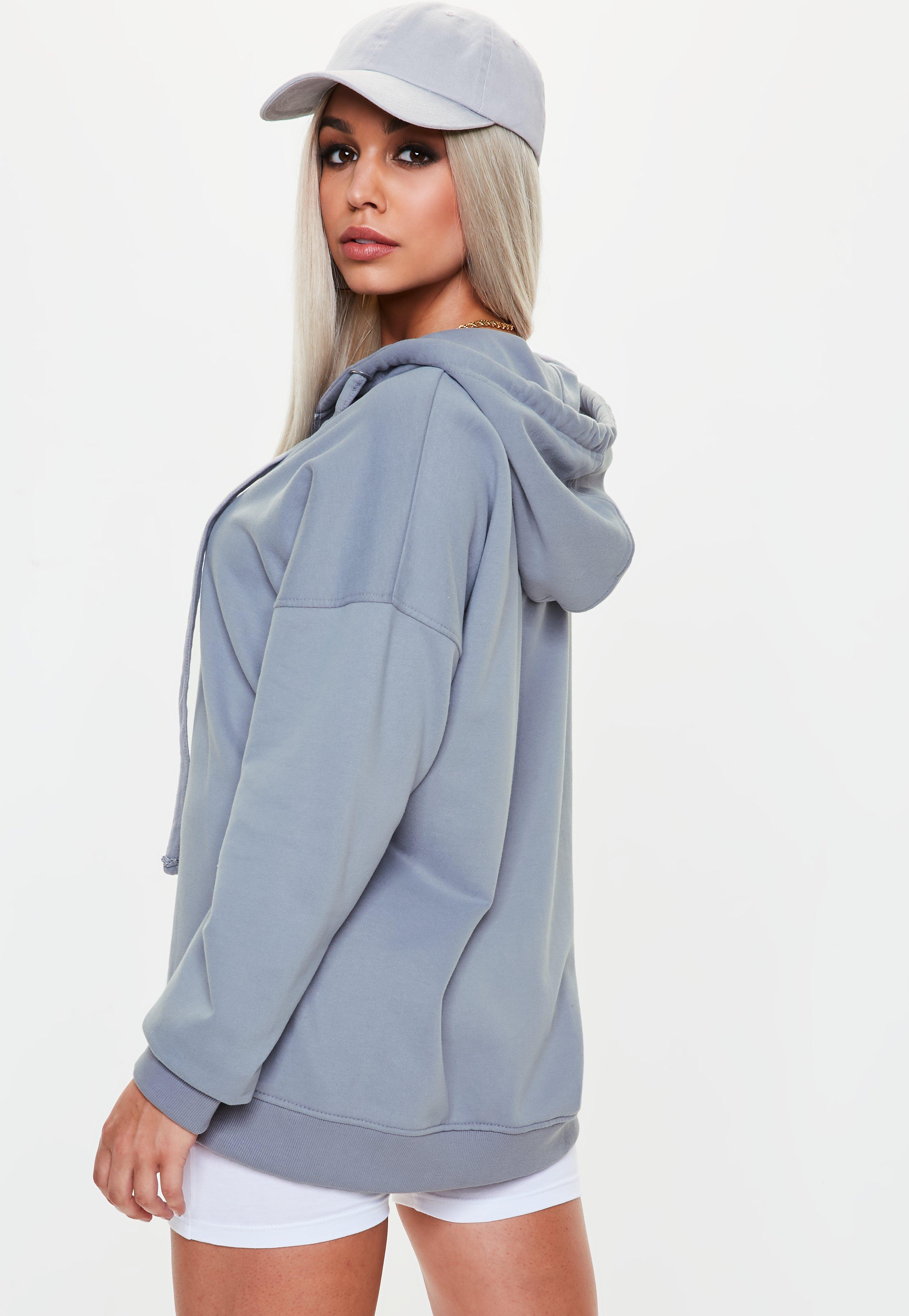oversized zip through hoodie