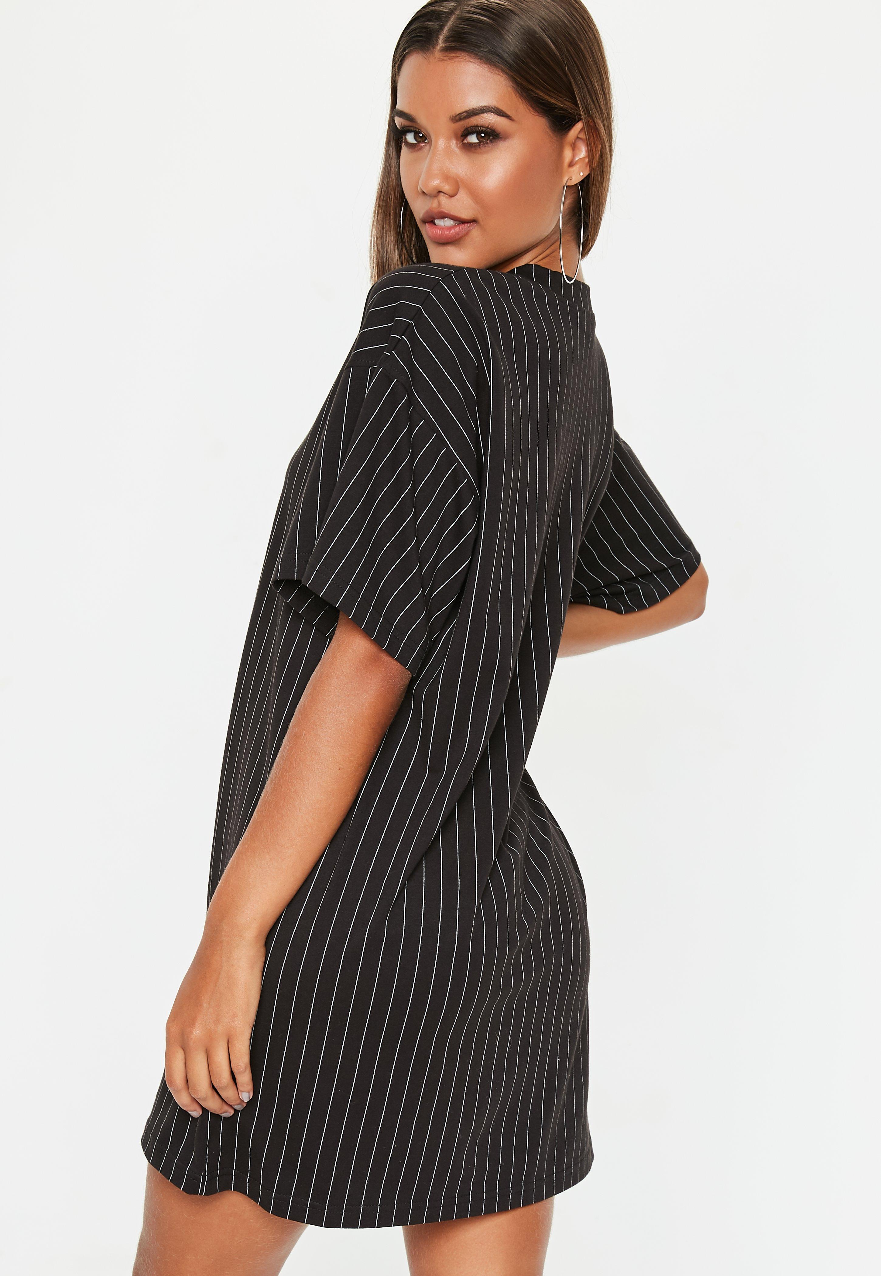 pinstripe t shirt dress