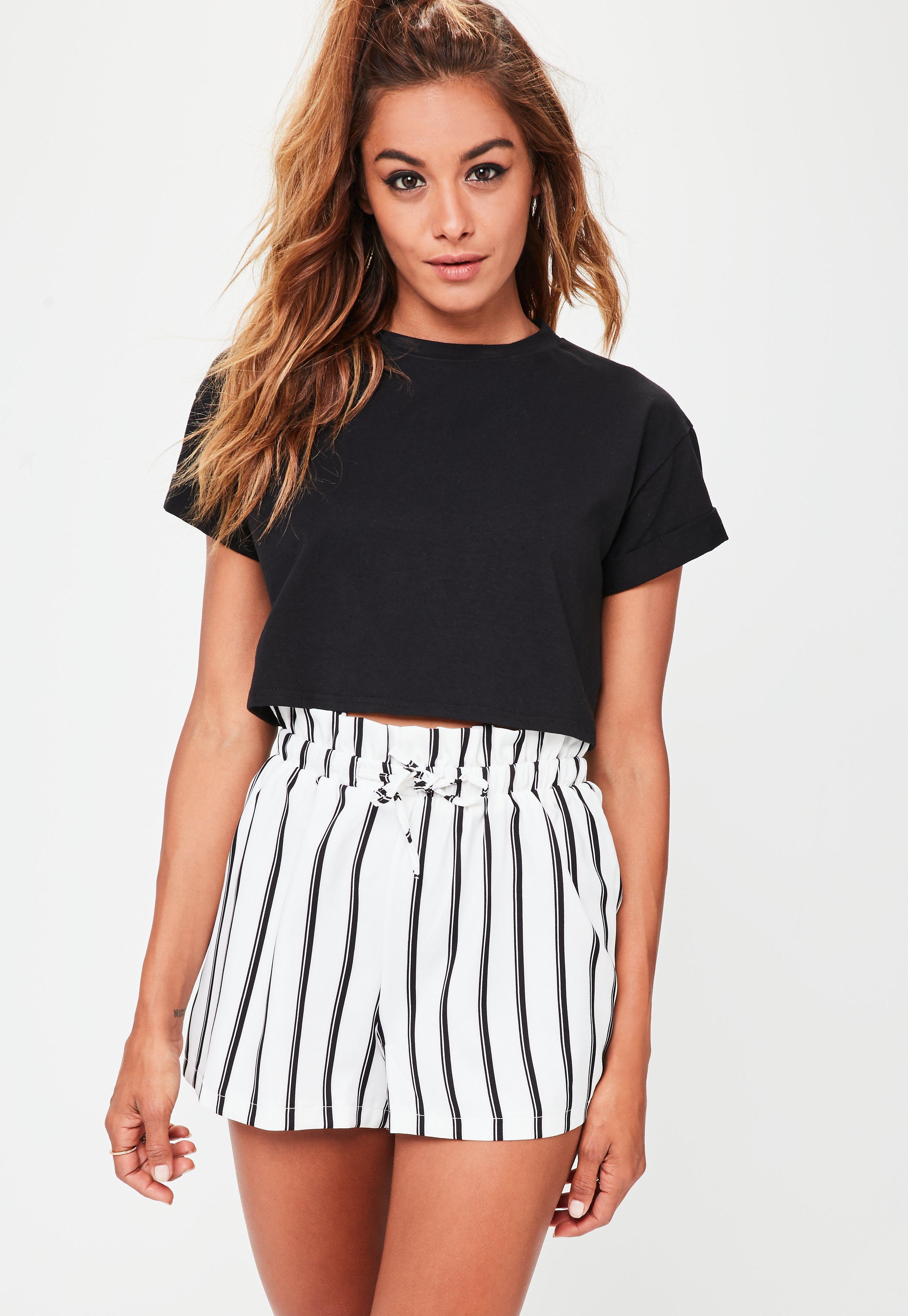 paperbag striped shorts