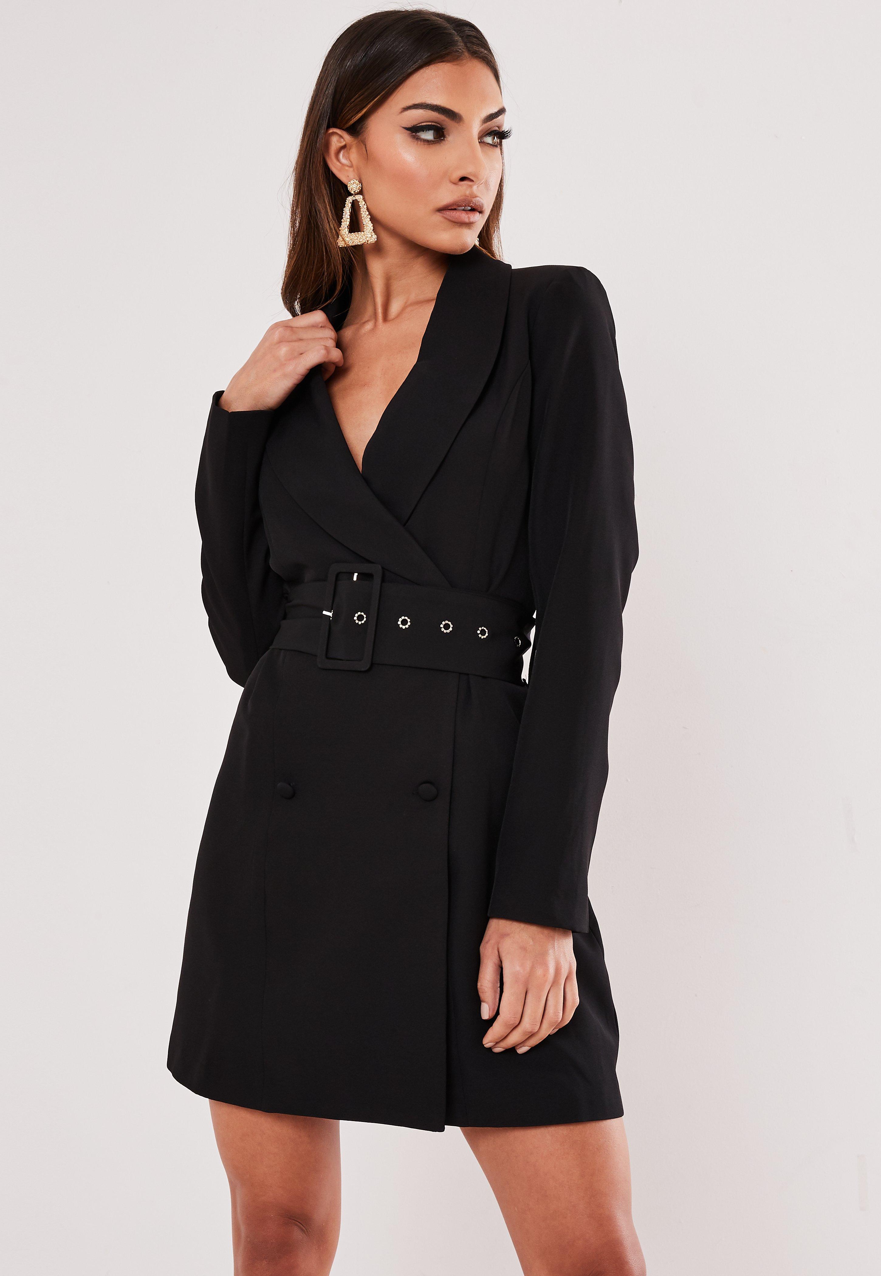 Robe blazer noire avec ceinture Synthétique Missguided en coloris Noir |  Lyst
