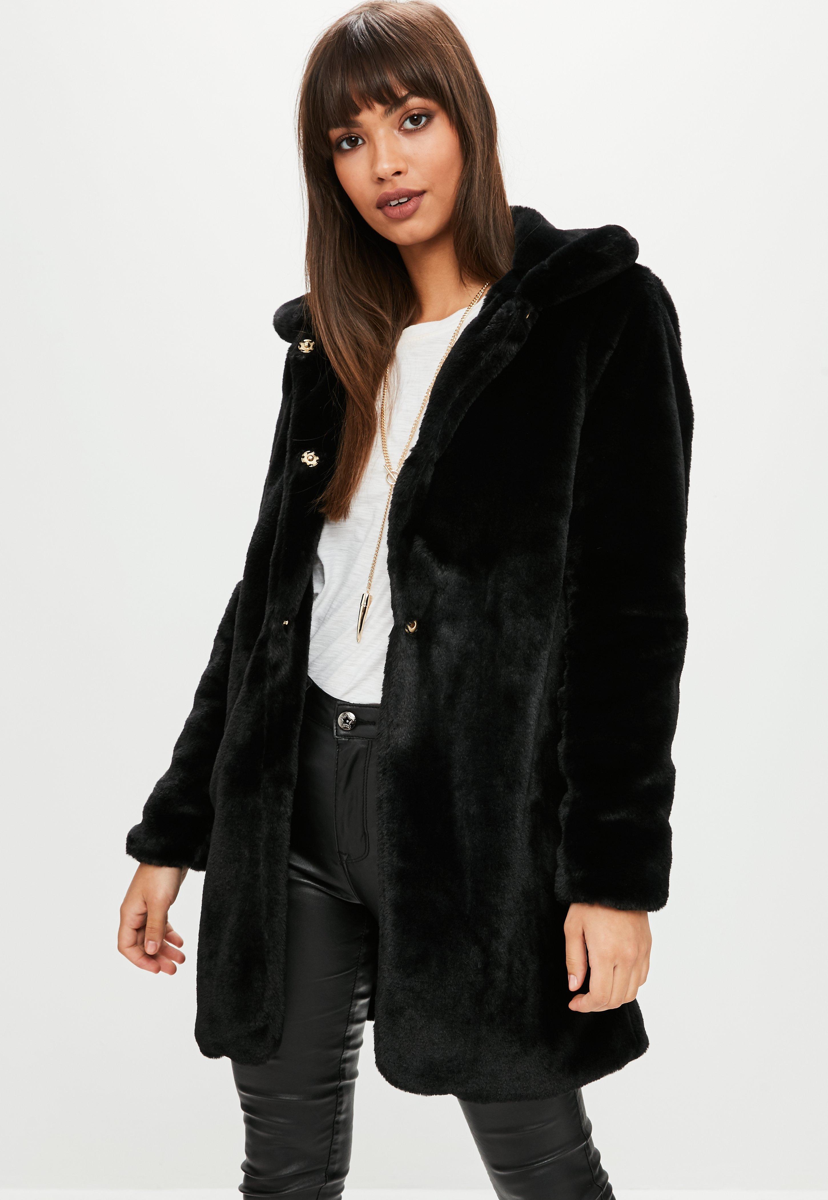 Black Fur Coat Womens ~ Boohoo Rachel Black Edge To Edge Faux Fur Coat ...