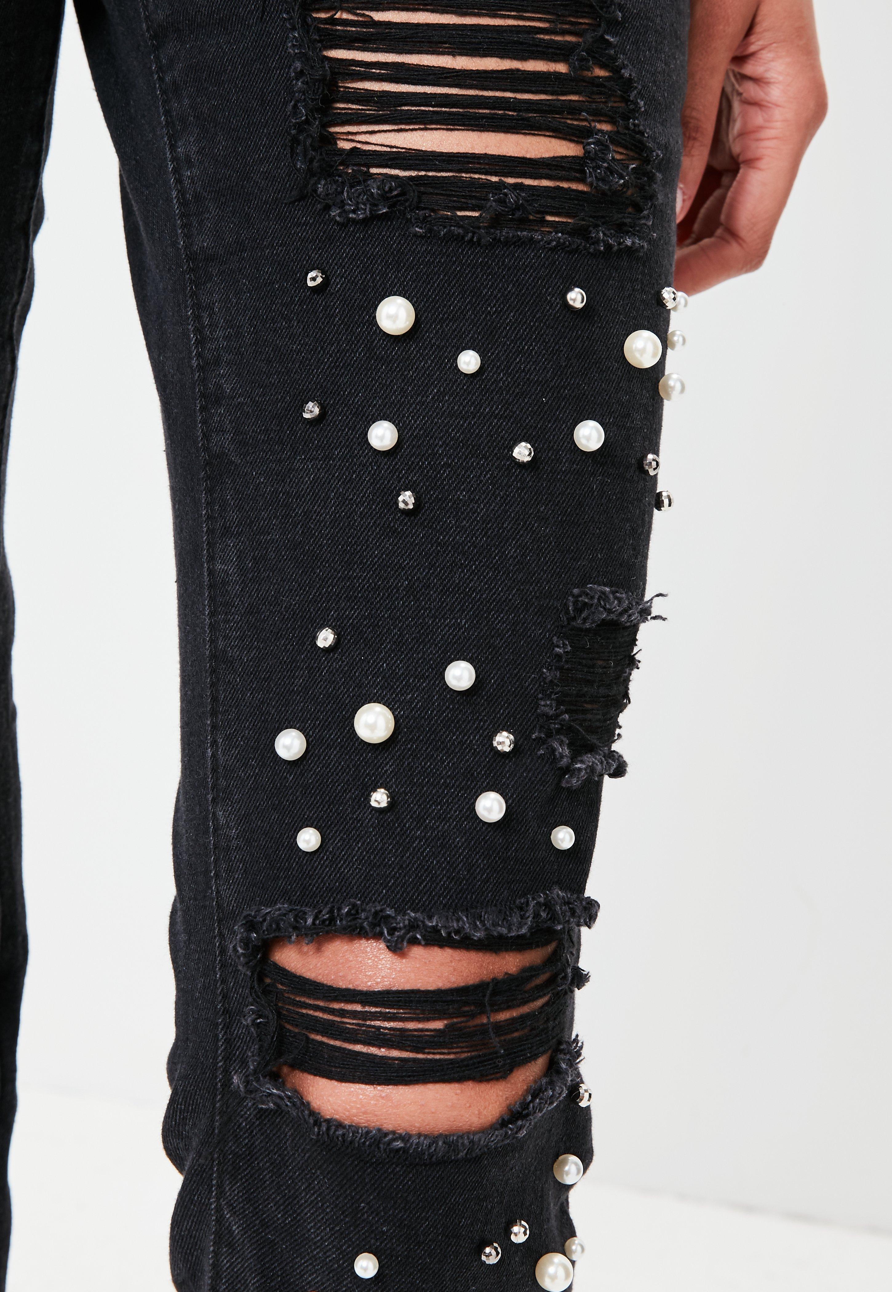 pearl detail jeans